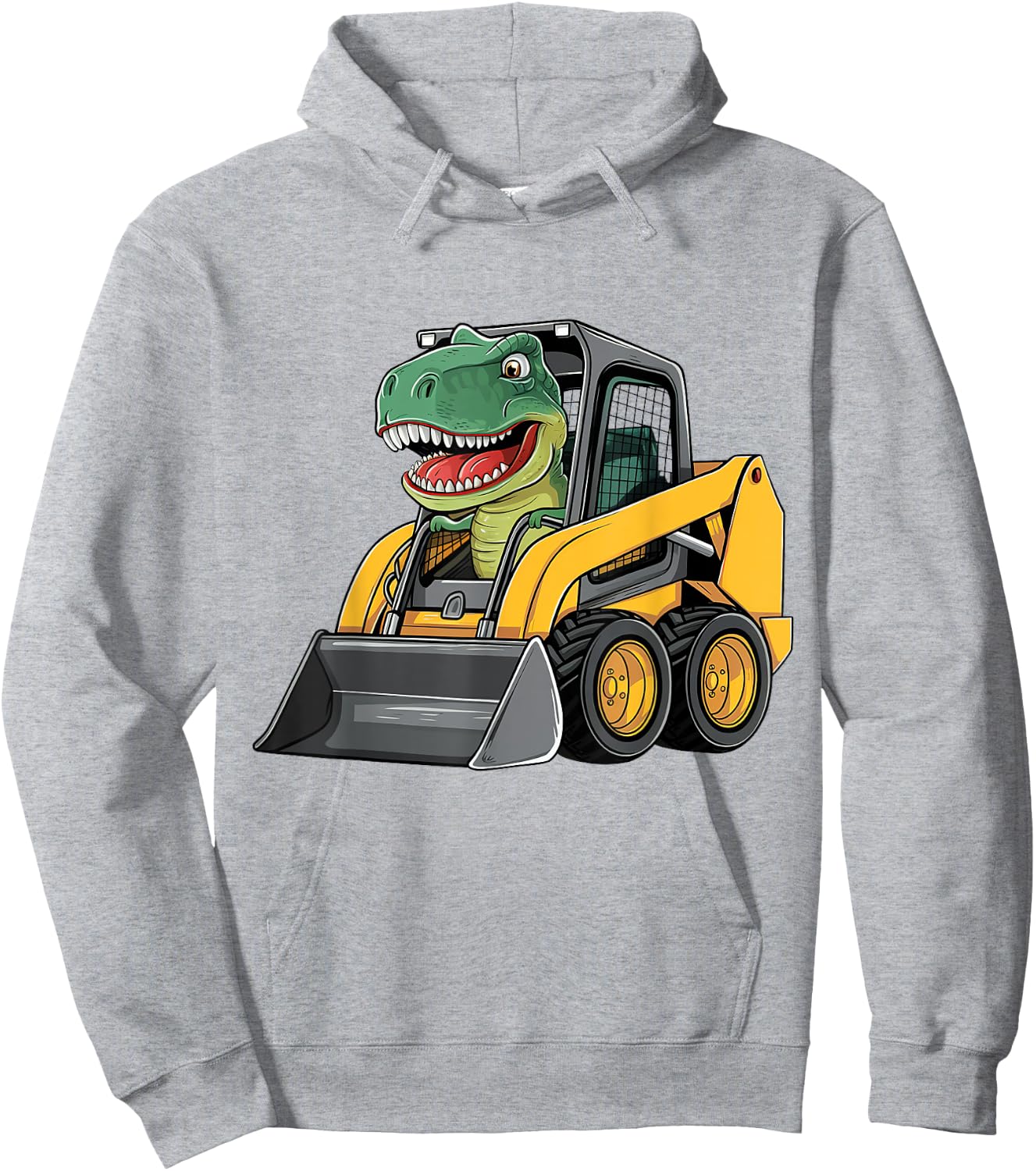 Funny Dinosaur Construction Truck Excavator Kids Boy Girl Hoodie - Hoodie | Ash