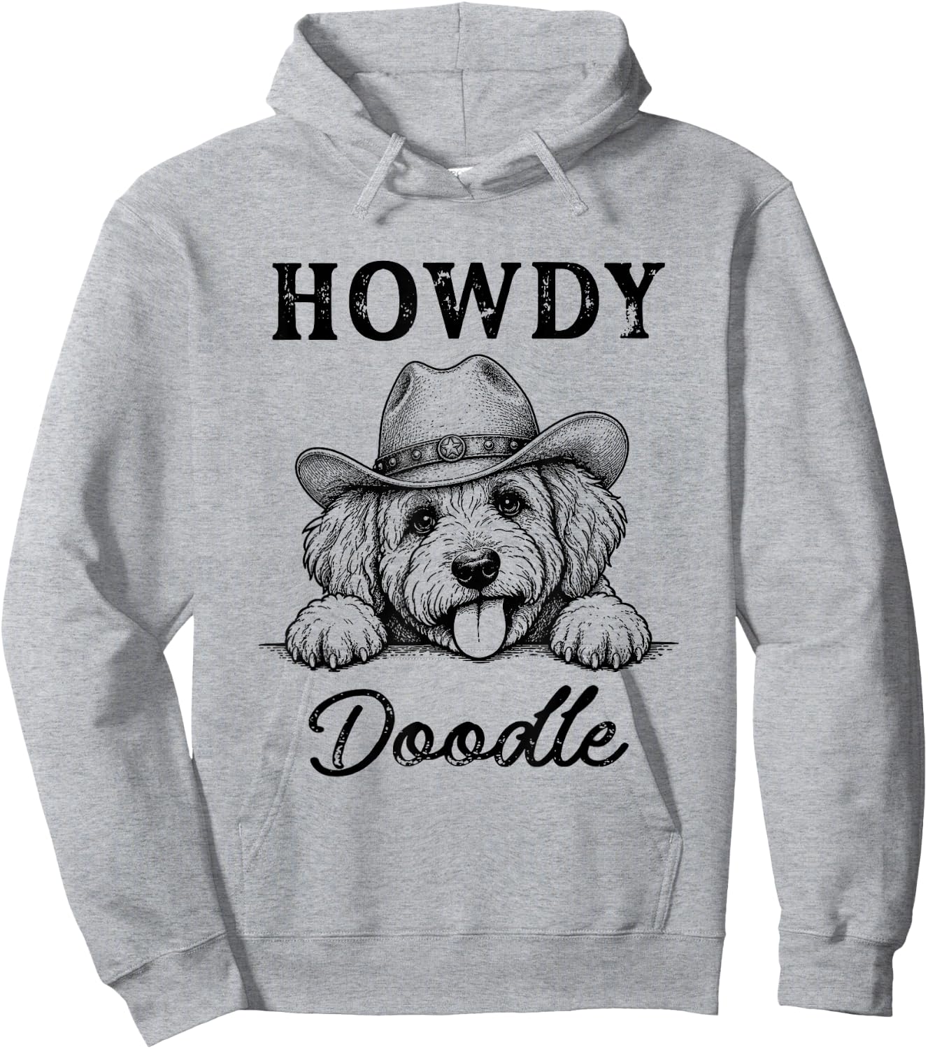 Howdy Goldendoodle Cowboy Dog Lover Western Humor Hoodie - Hoodie | Ash