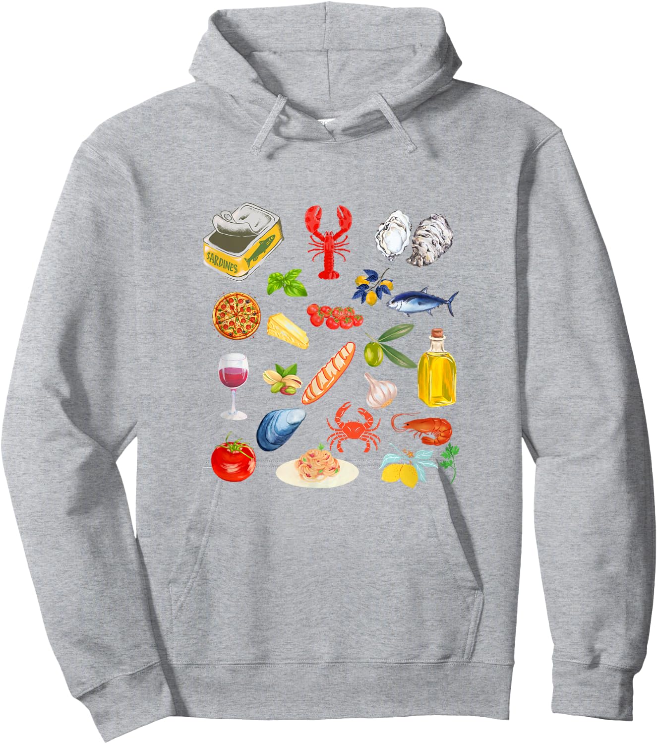 Italian summer Sardines tinned fish tomato girl food lover Hoodie - Hoodie | Ash