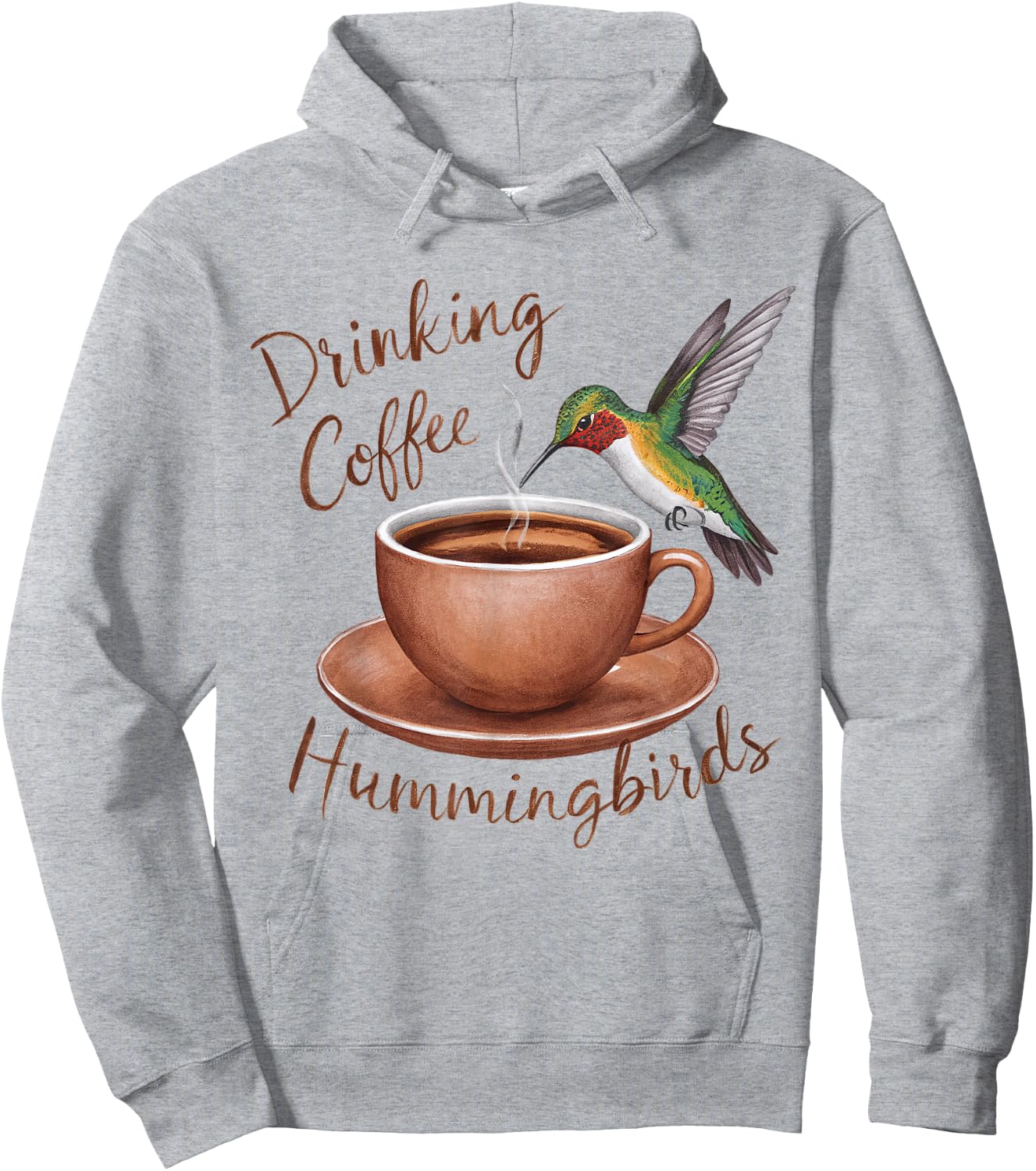 Drinking Coffee Watching Hummingbirds Coffee and Bird Lovers Hoodie - Hoodie | Ash