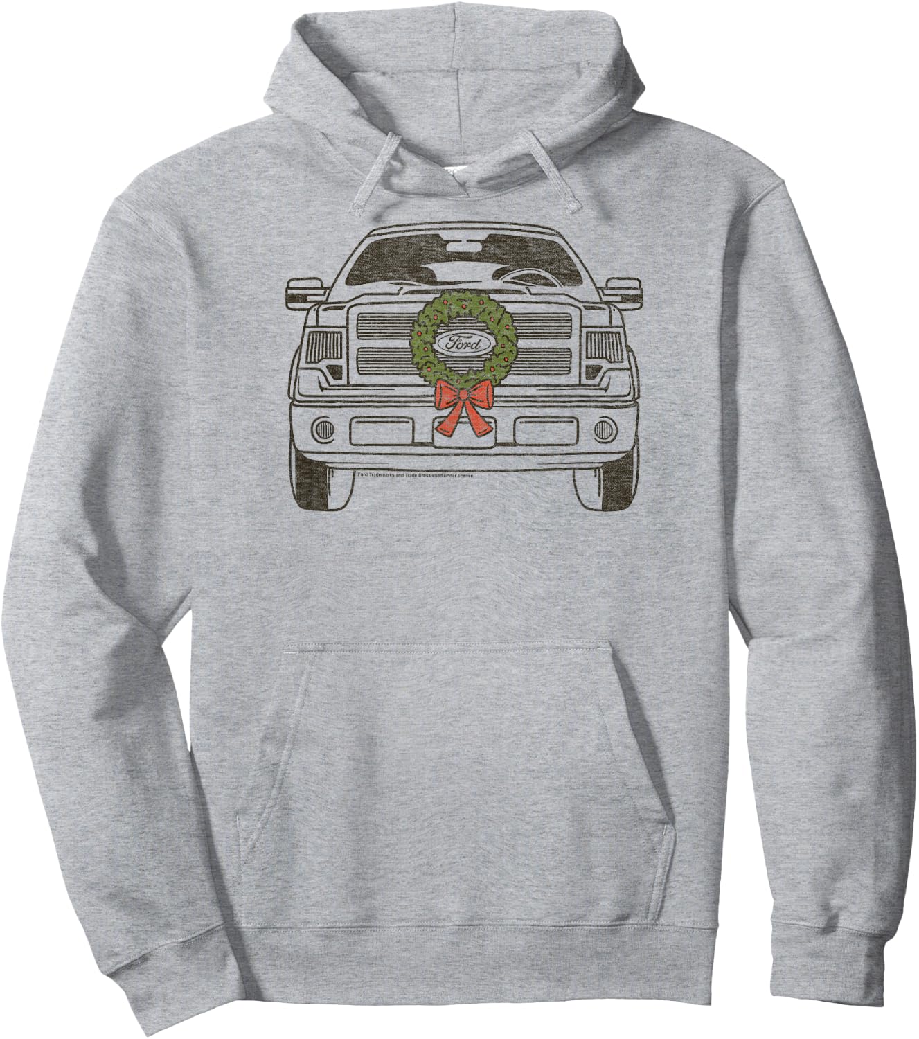Ford - F150 2009 Truck with Christmas Wreath Hoodie - Hoodie | Ash