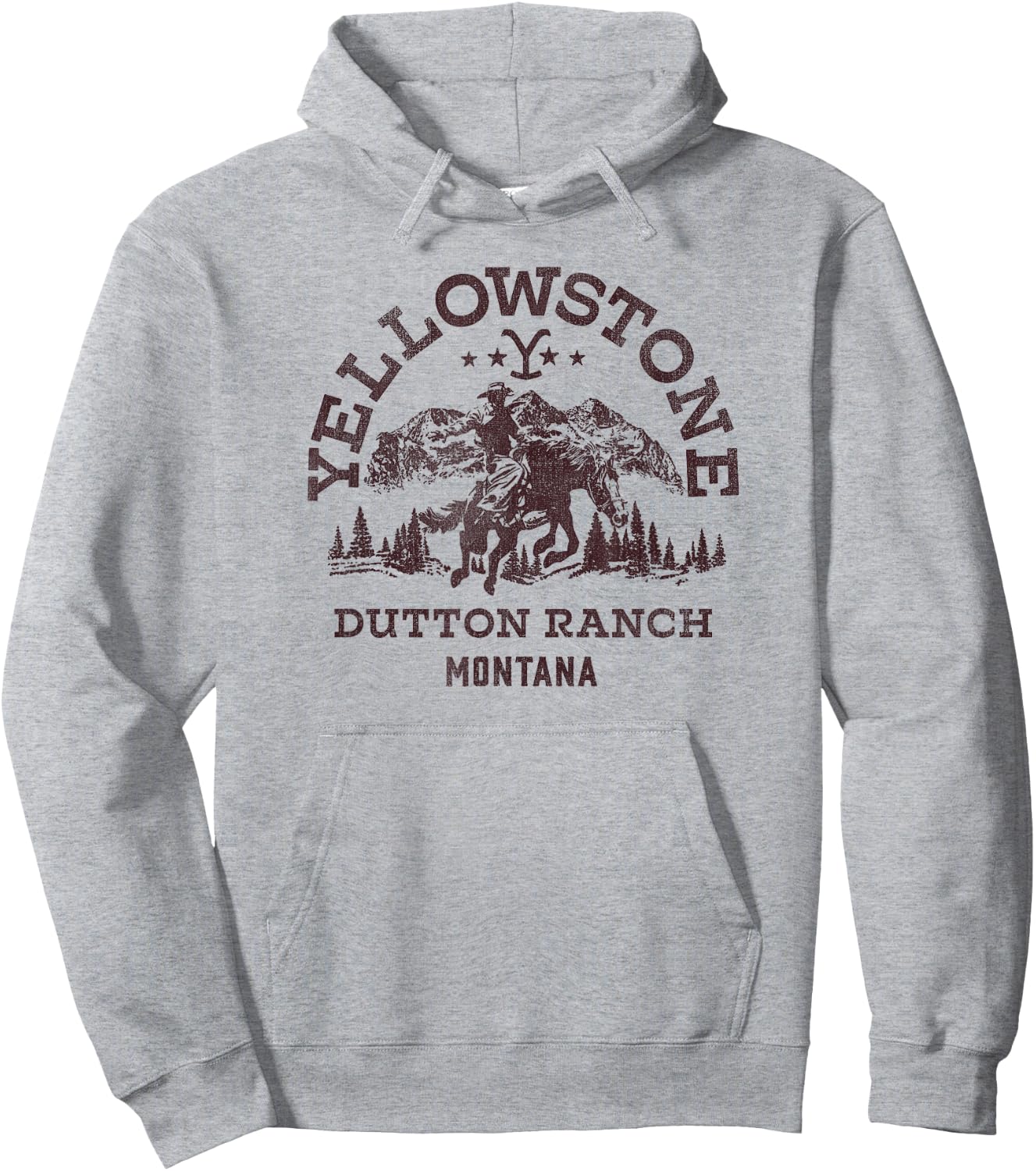 Yellowstone Dutton Ranch Montana Western Cowboy Logo Hoodie - Hoodie | Ash