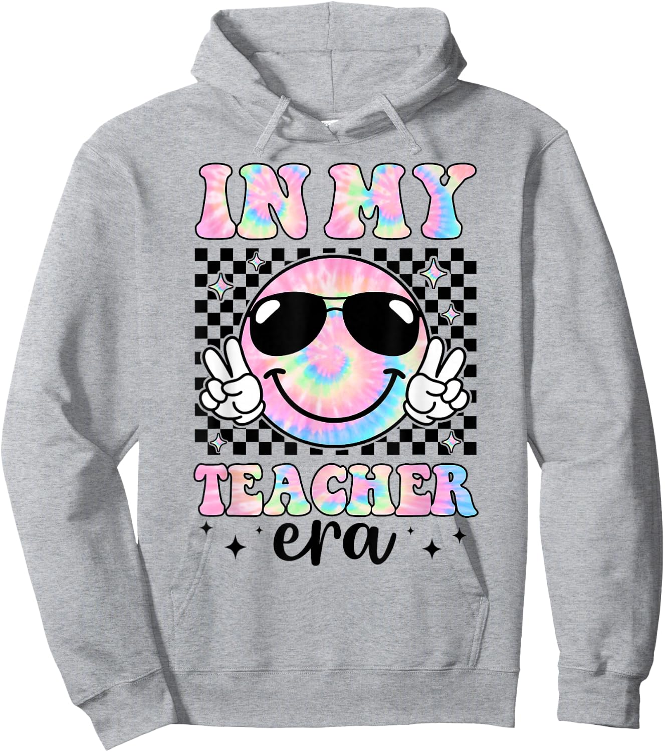In My Teacher Era Groovy Tie Dye Back To School Cute Teacher Hoodie - Hoodie | Ash