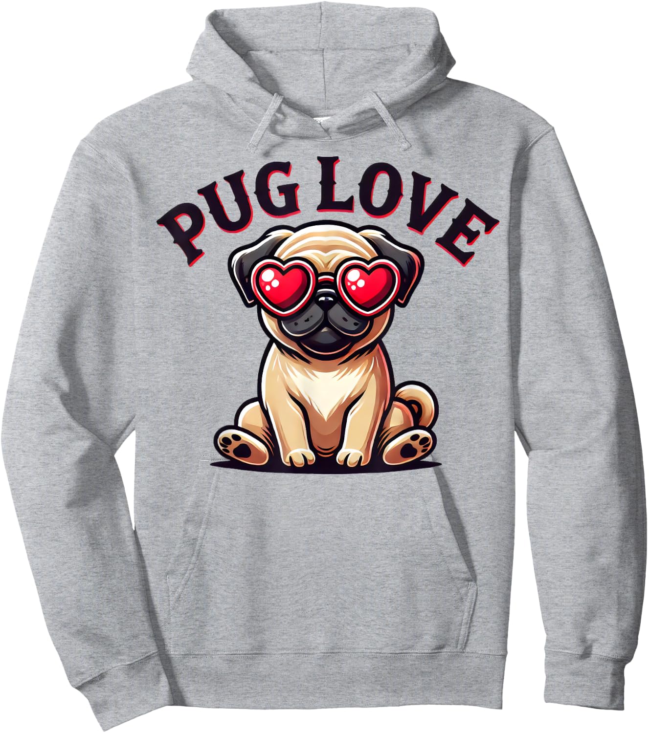 Pug Love Cute Puppy Dog Lover Men Women Girls Kids Hoodie - Hoodie | Ash