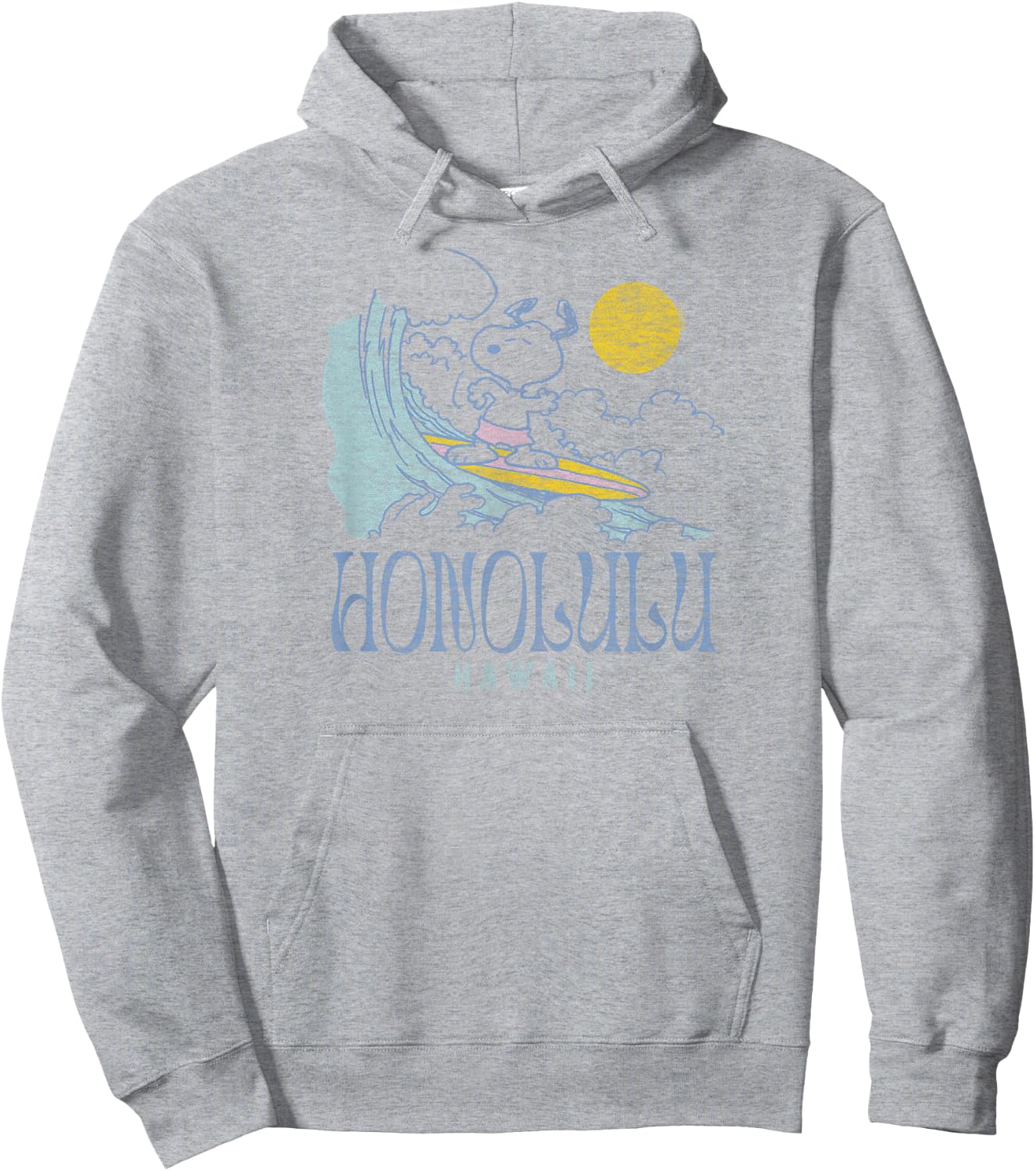 Peanuts - Snoopy Surfing Honolulu Hawaii White Hoodie - Hoodie | Ash
