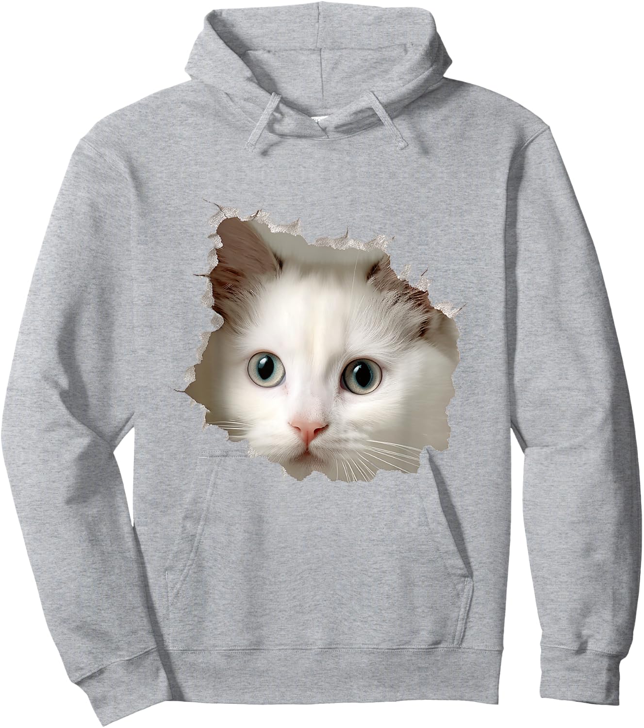Cat Animal Graphic Drawing Illustration Face Cat Women Kids Hoodie - Hoodie | Ash