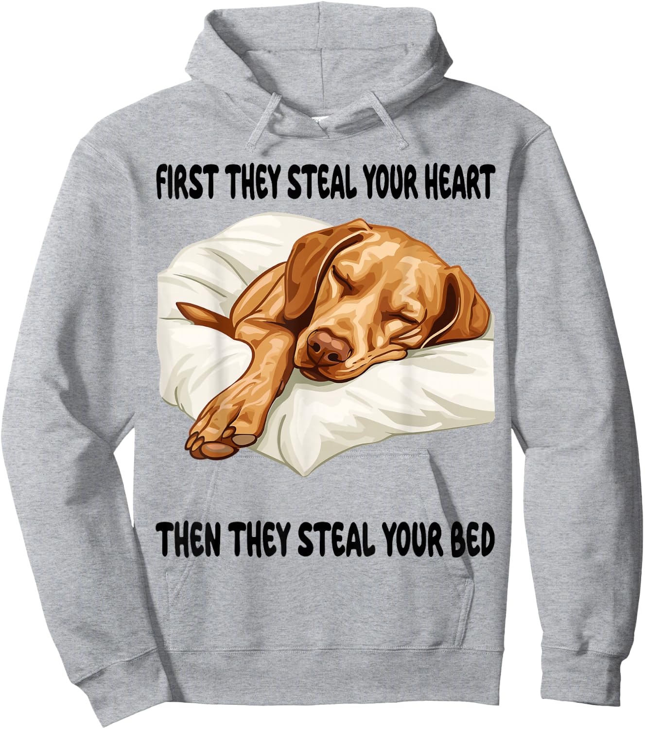 Vizsla Sleeping Pajamas Nightgown Hoodie - Hoodie | Ash