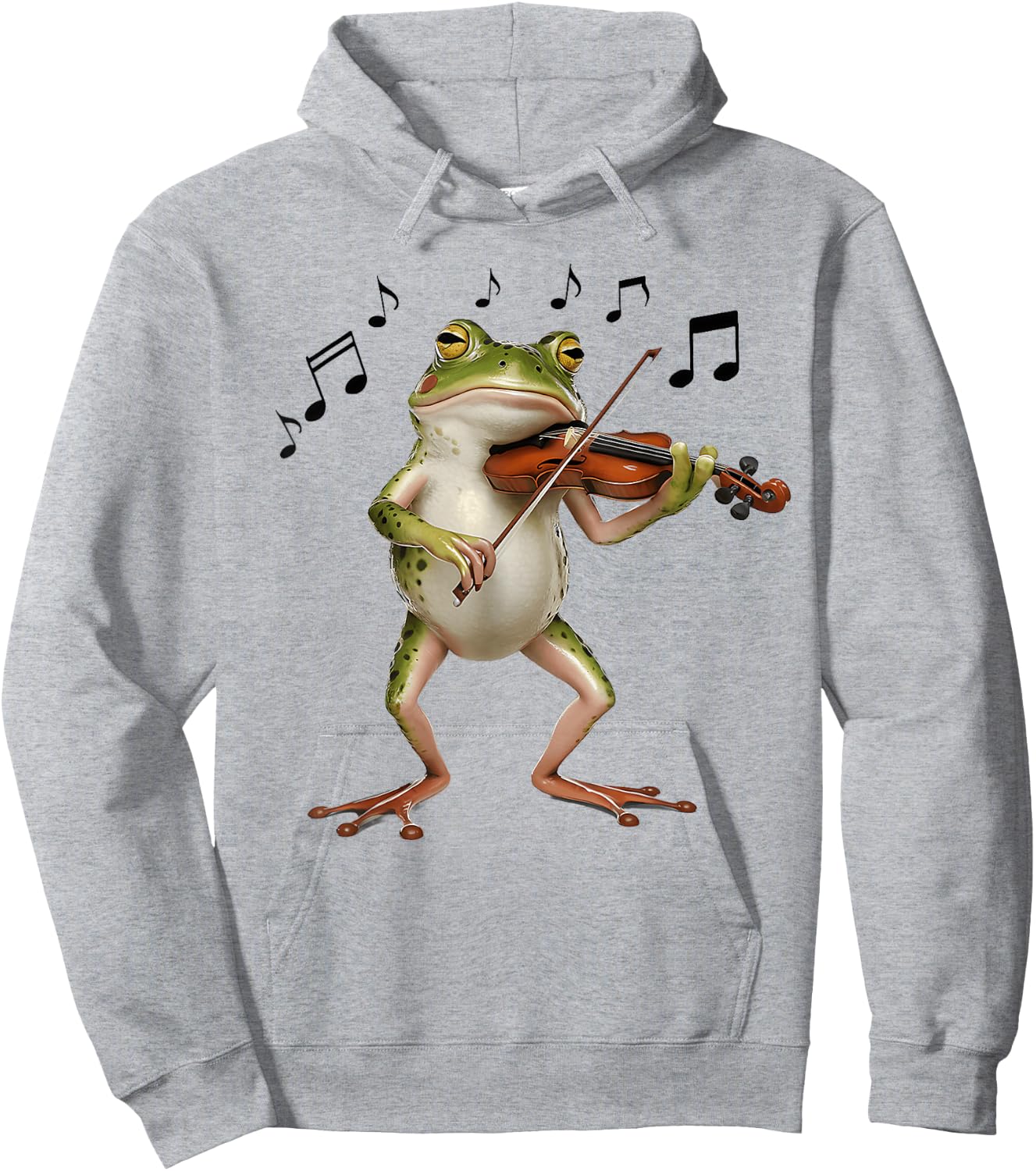 Funny Musician Violinist Cute Frog Playing Violin Hoodie - Hoodie | Ash