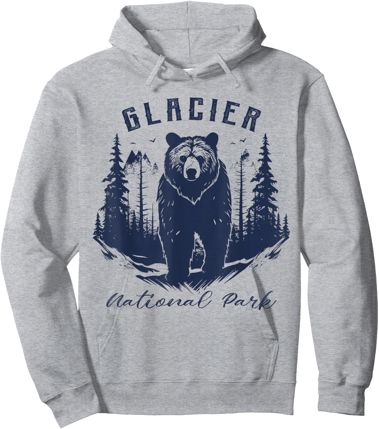 Retro Vintage Glacier National Park for kids Hiking Camping Hoodie - Hoodie | Ash