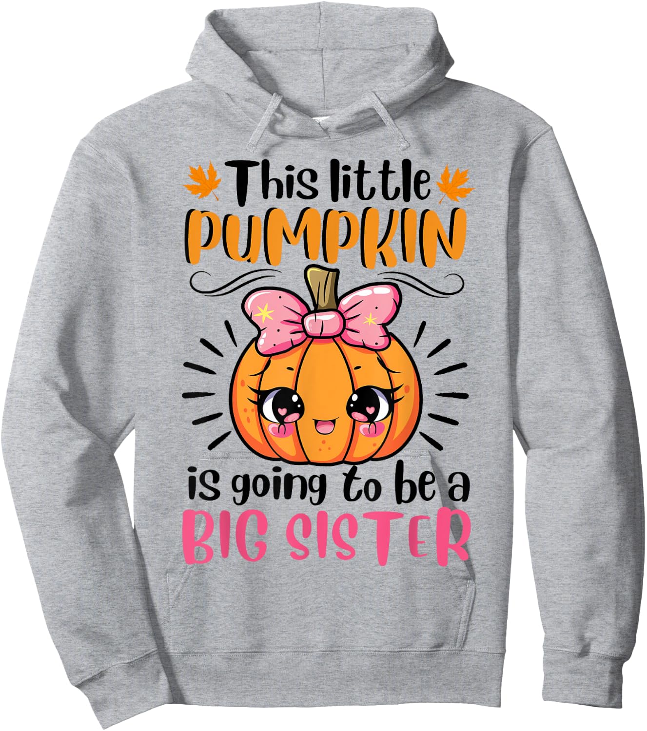 Kids Big Sister Pumpkin Halloween Pregnancy Announcement Hoodie - Hoodie | Ash