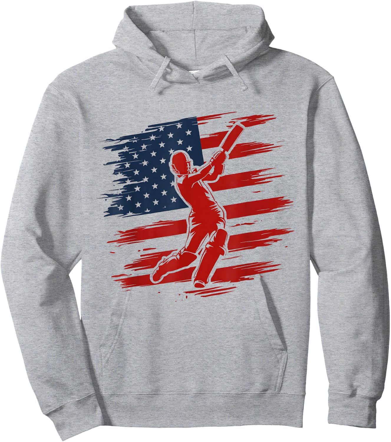 USA Cricket Jersey American Flag Cricket Player Art Hoodie - Hoodie | Ash