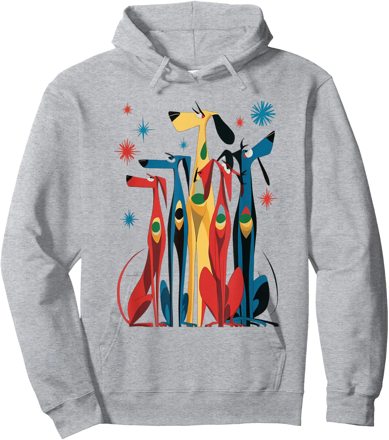 Vintage Retro Mid-Century Long Neck Dogs 50s 60s Style Hoodie - Hoodie | Ash