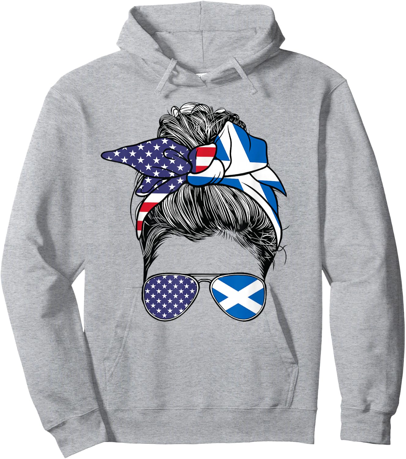 Scottish Women Girl USA Heritage American Scotland Flag Hoodie - Hoodie | Ash