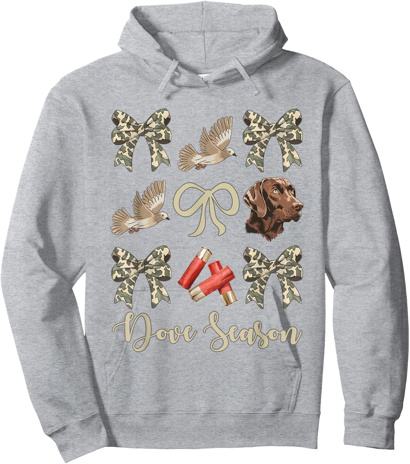 Camo Bow Coquette Dove Season Hunting Dove Hunter Hunt Girl Hoodie - Hoodie | Ash