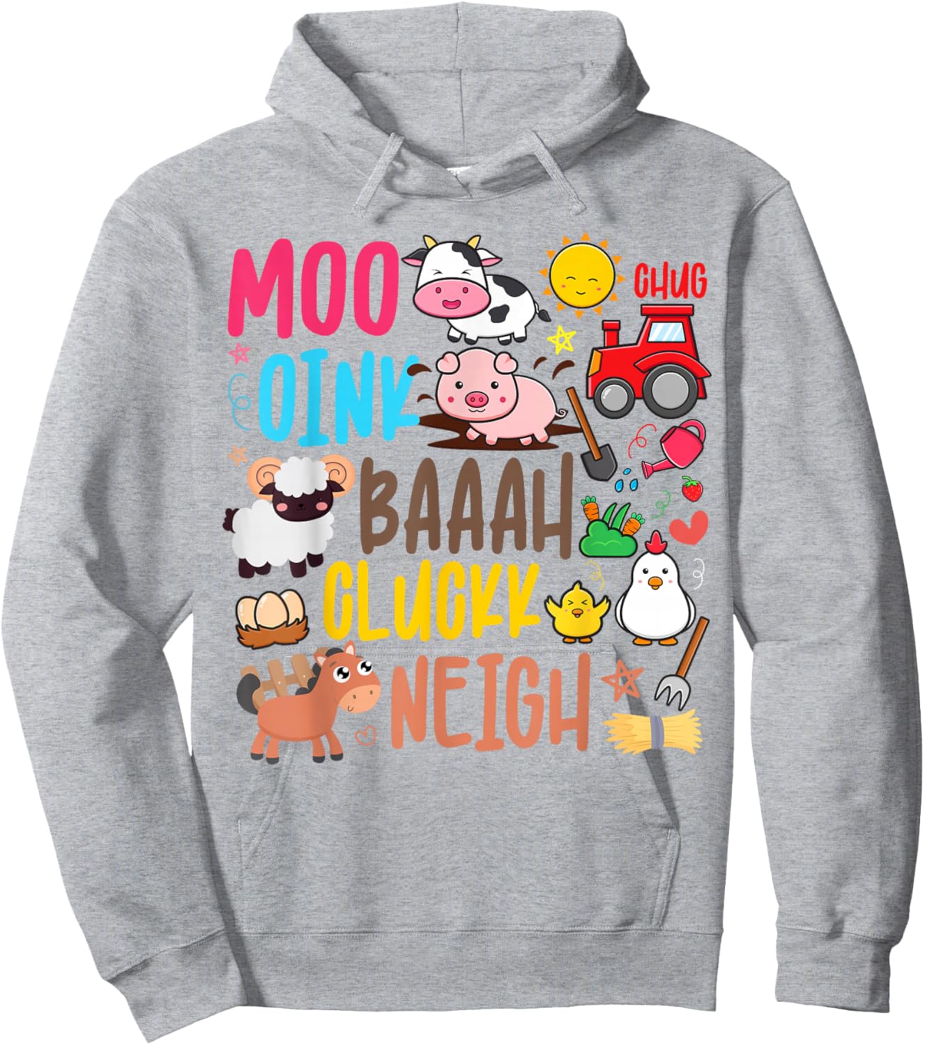 Farm Animals Sounds Oink Baa Neigh Cluck Moo Toddler Farmer Hoodie - Hoodie | Ash