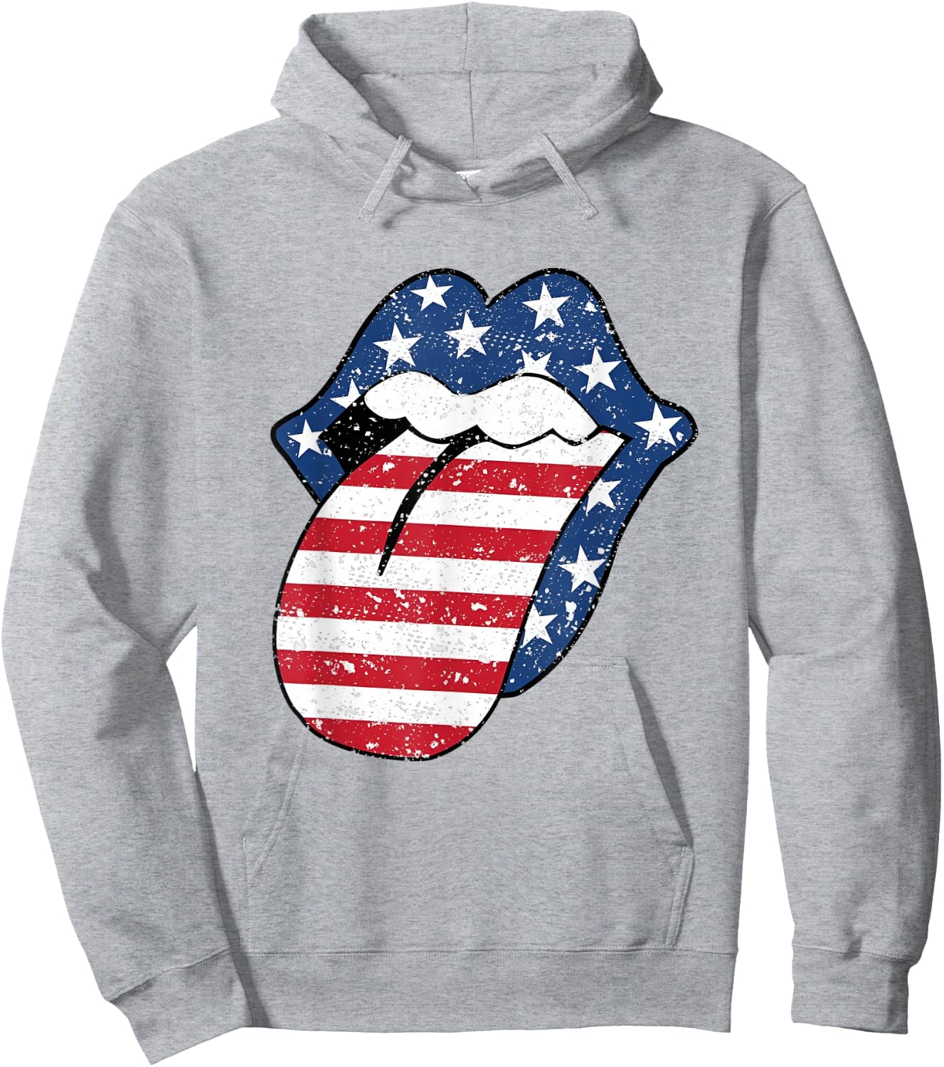 USA Patriotic American Flag Tongue Lips 4th Of July Women Hoodie - Hoodie | Ash