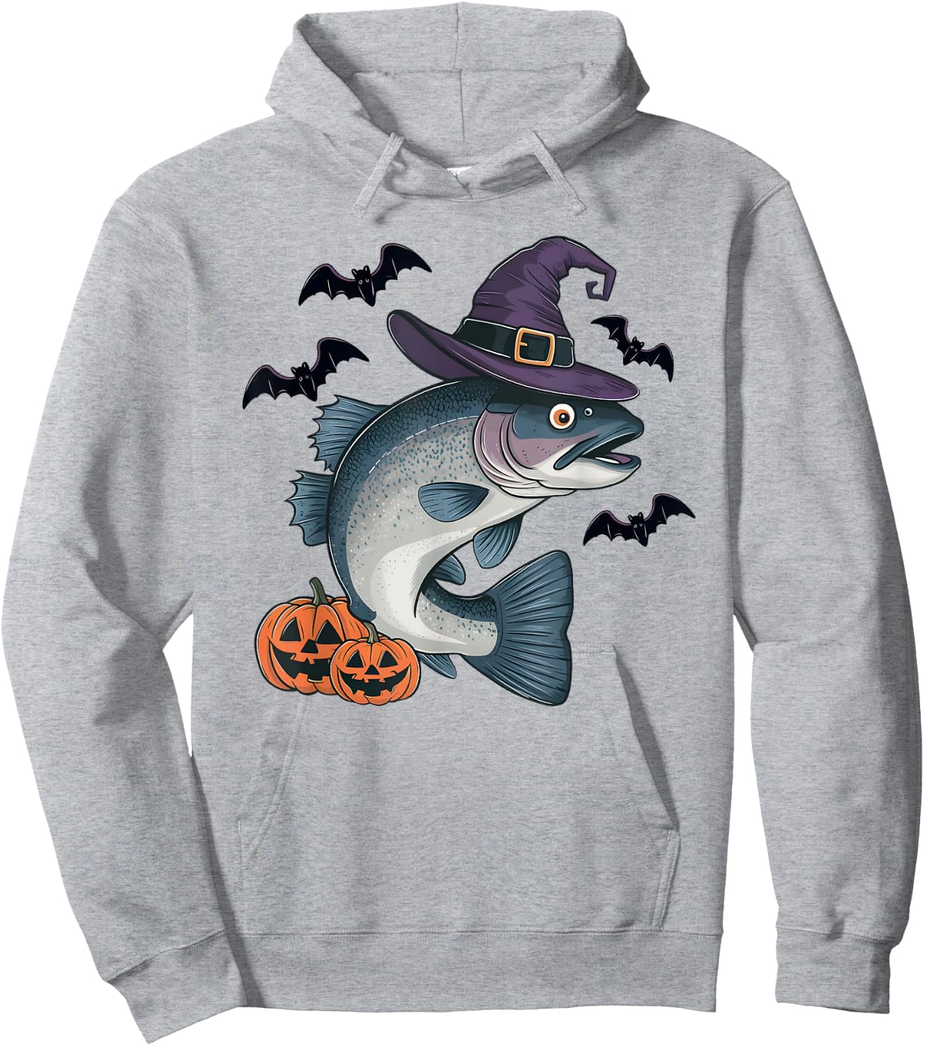 Rainbow Trout Fish Halloween Costume Pumpkin Bat Witch Hoodie - Hoodie | Ash