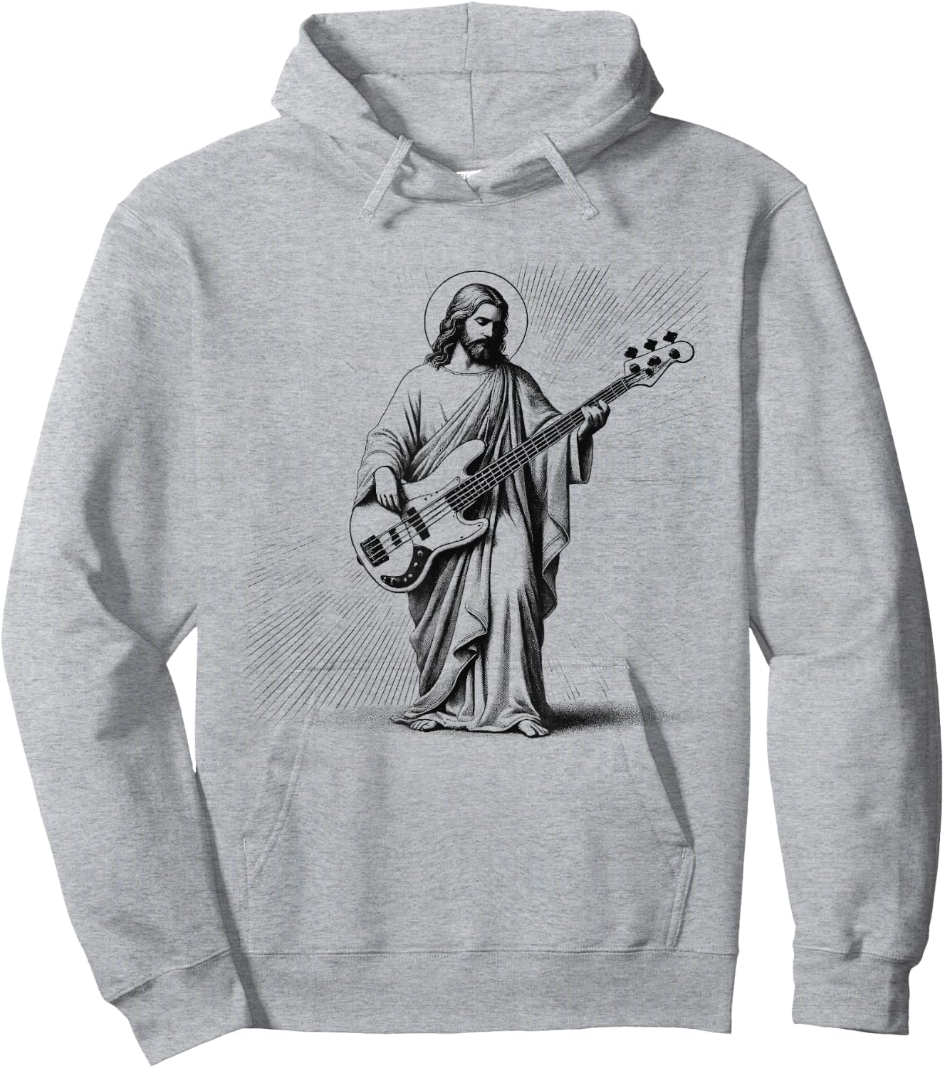 Jesus Playing Bass Guitar Guitarist Christian Vintage Rock Hoodie - Hoodie | Ash