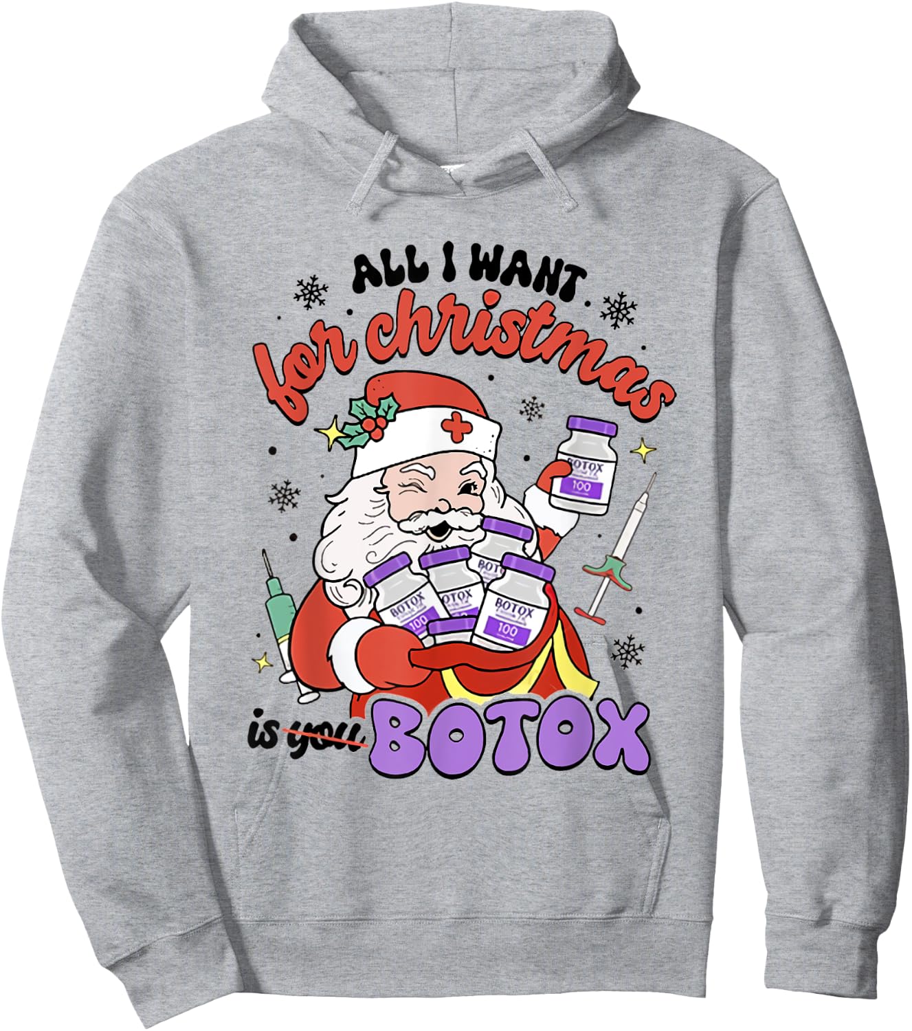 Women Santa Botox Nurse Injector Christmas Aesthetic Nurse Hoodie - Hoodie | Ash