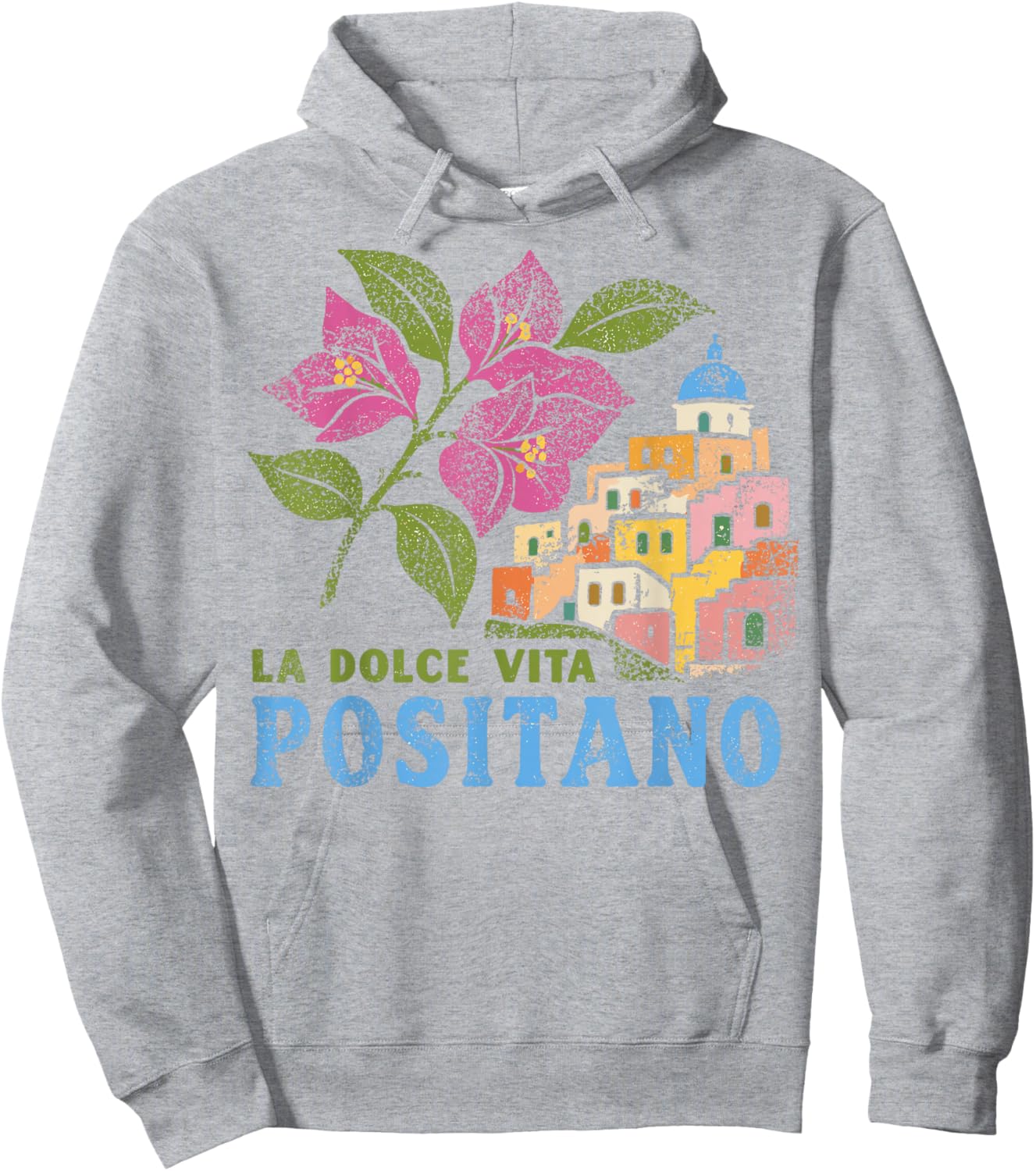Positano Retro Vintage Italian Coast Travel Hoodie - Hoodie | Ash