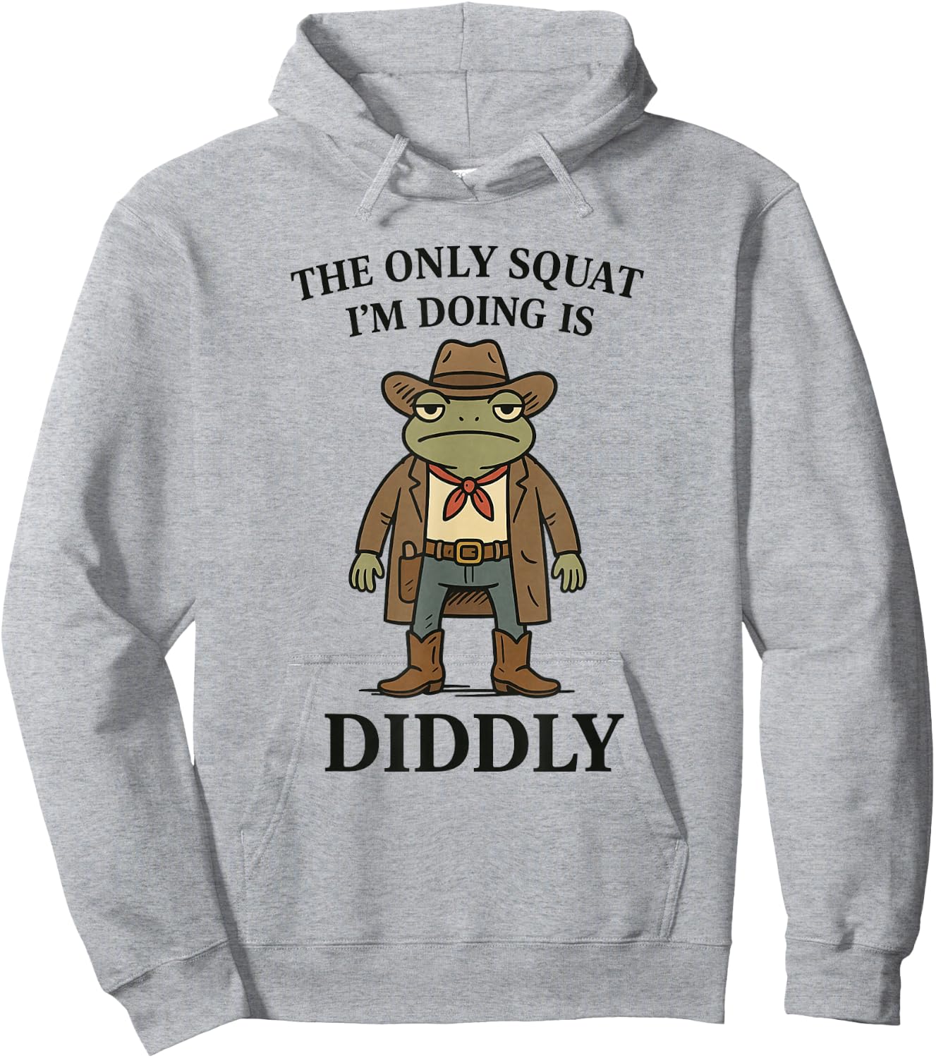 The Only Squat I'm Doing is Diddly Funny Cowboy Frog Vintage Hoodie - Hoodie | Ash