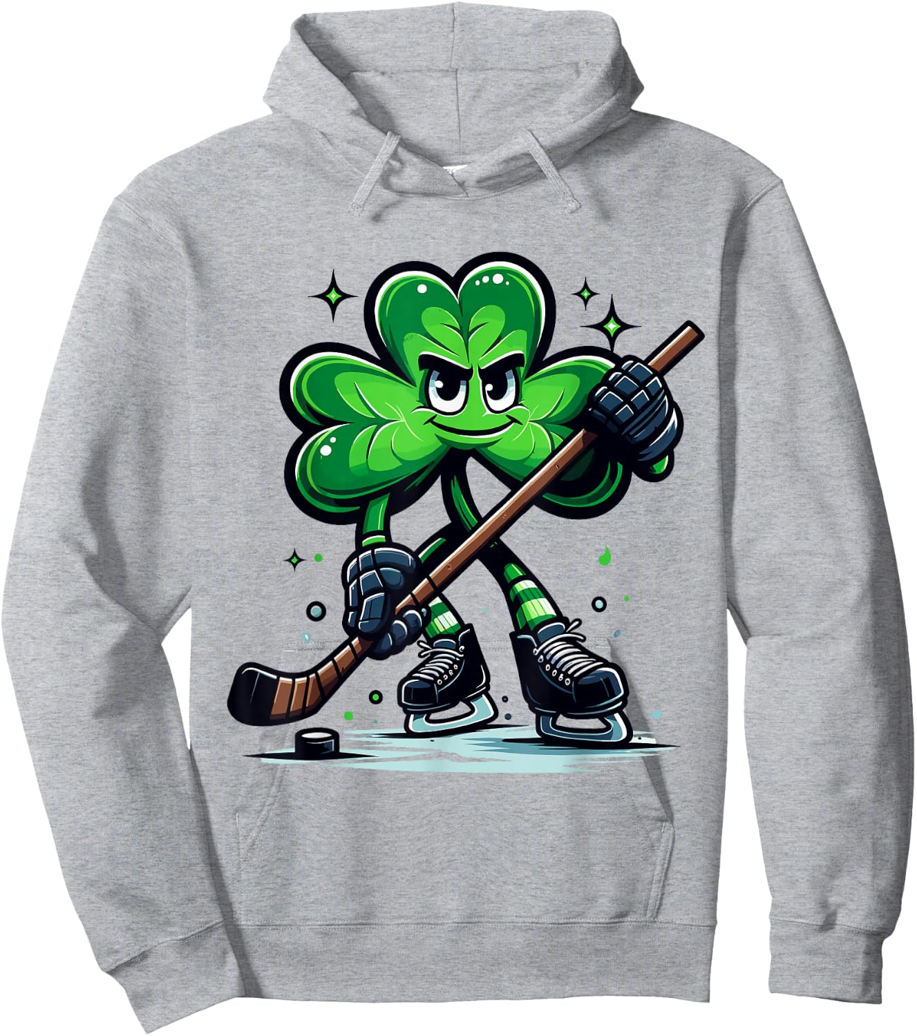 Hockey Lovers Players St Patricks Day Shamrock Men Women Boy Hoodie - Hoodie | Ash