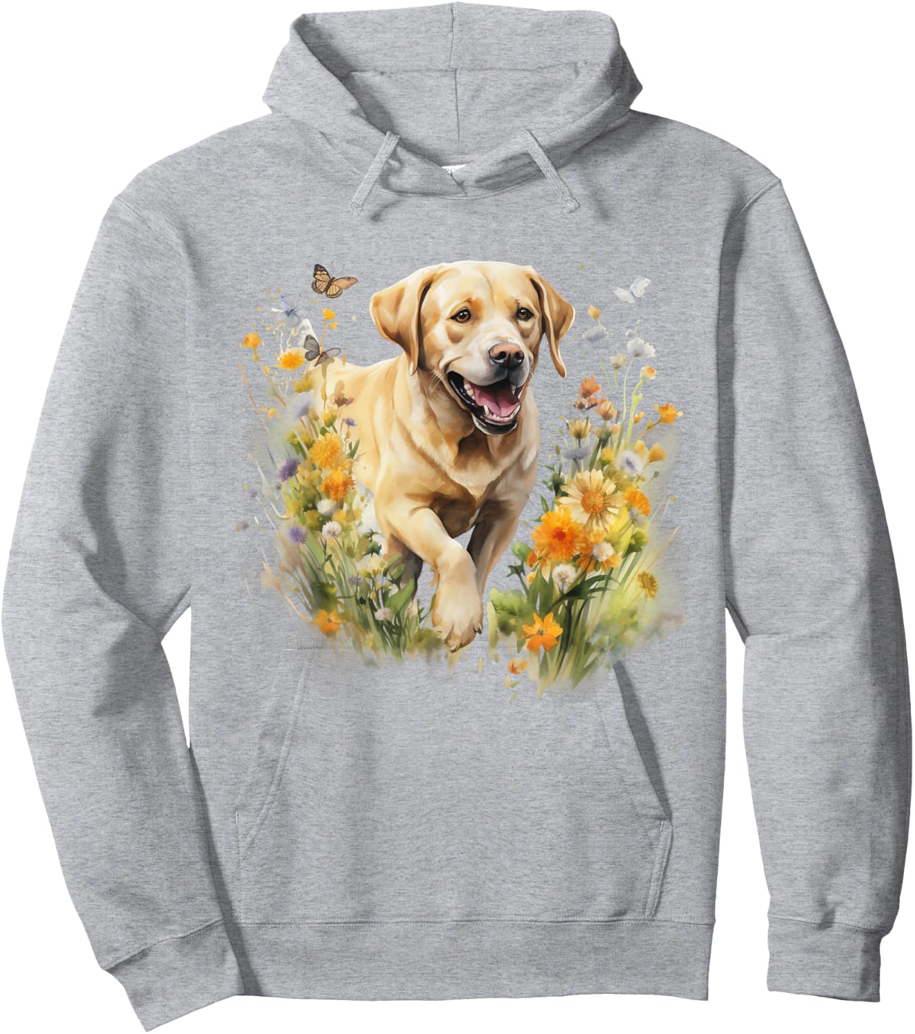Floral Wildflower Dog Labrador Retriever Women Kids Hoodie - Hoodie | Ash