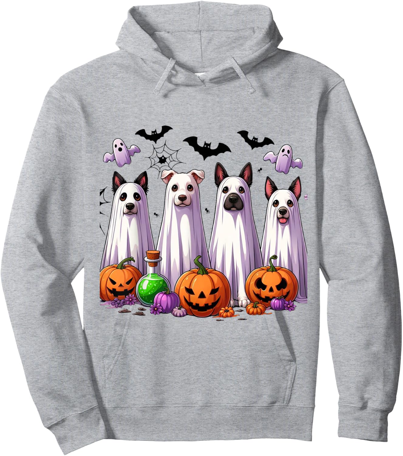 Dog Ghost Cute Dog Dressed As Ghost Funny Halloween Dog Hoodie - Hoodie | Ash