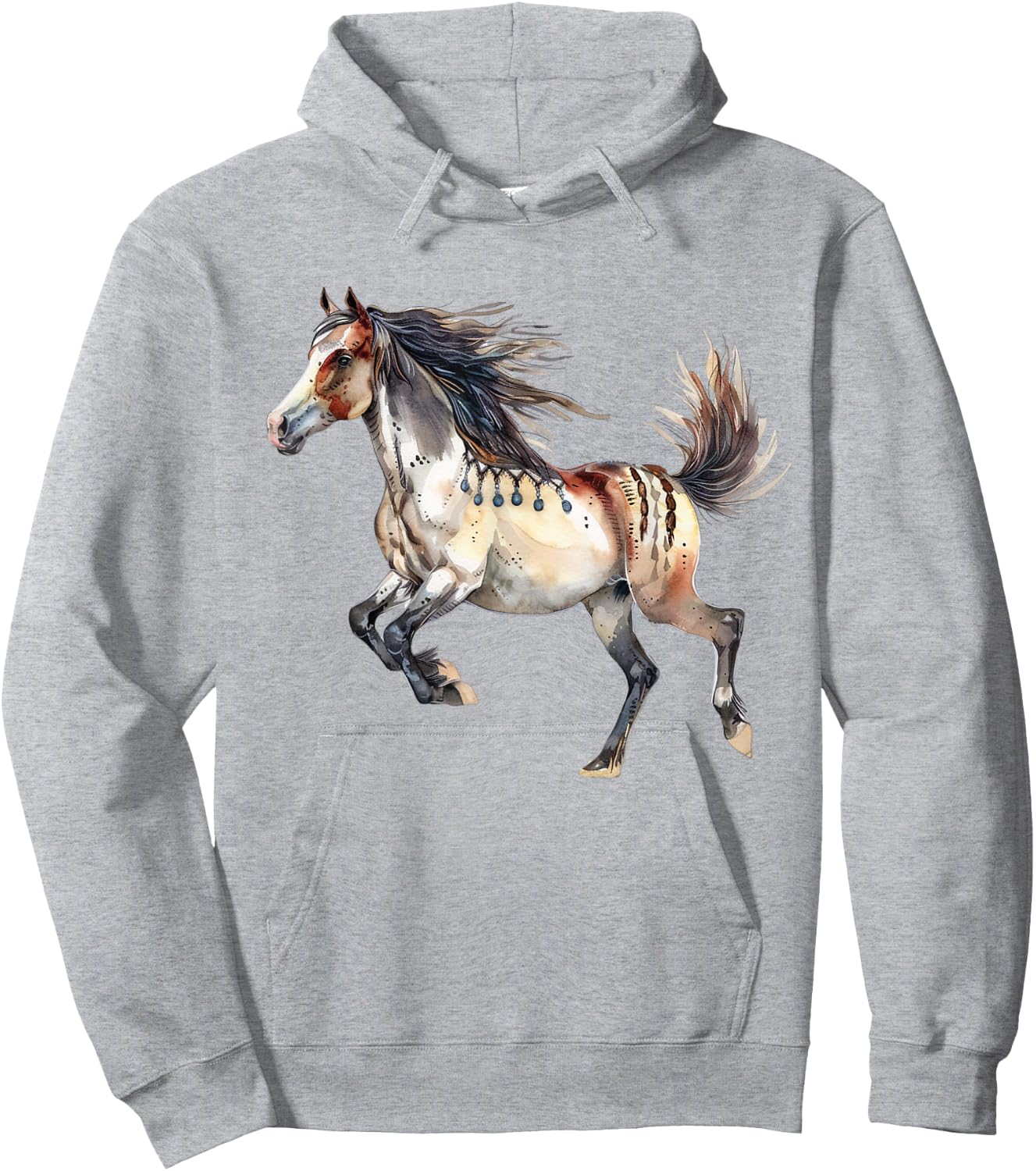 Native American Wild Horse Hoodie - Hoodie | Ash