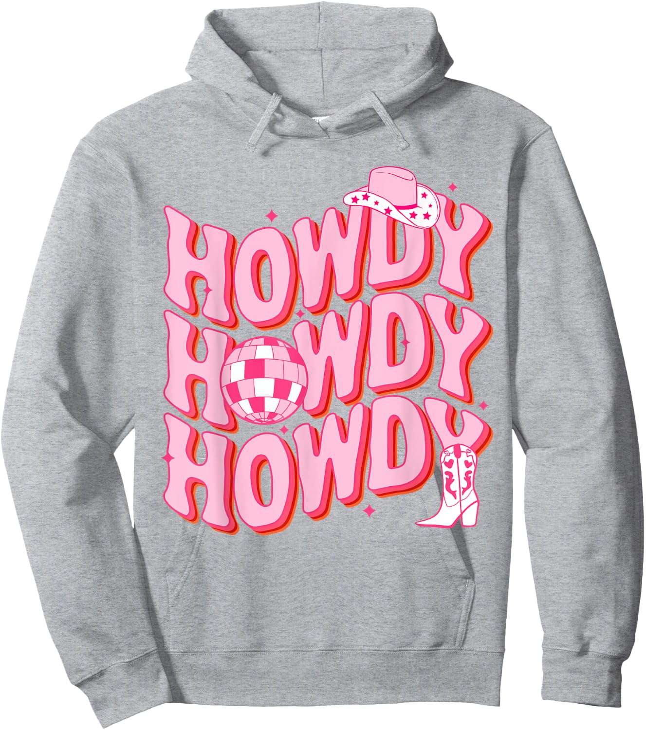Howdy Southern Western Girl Country Rodeo Pink Cowgirl Disco Hoodie - Hoodie | Ash