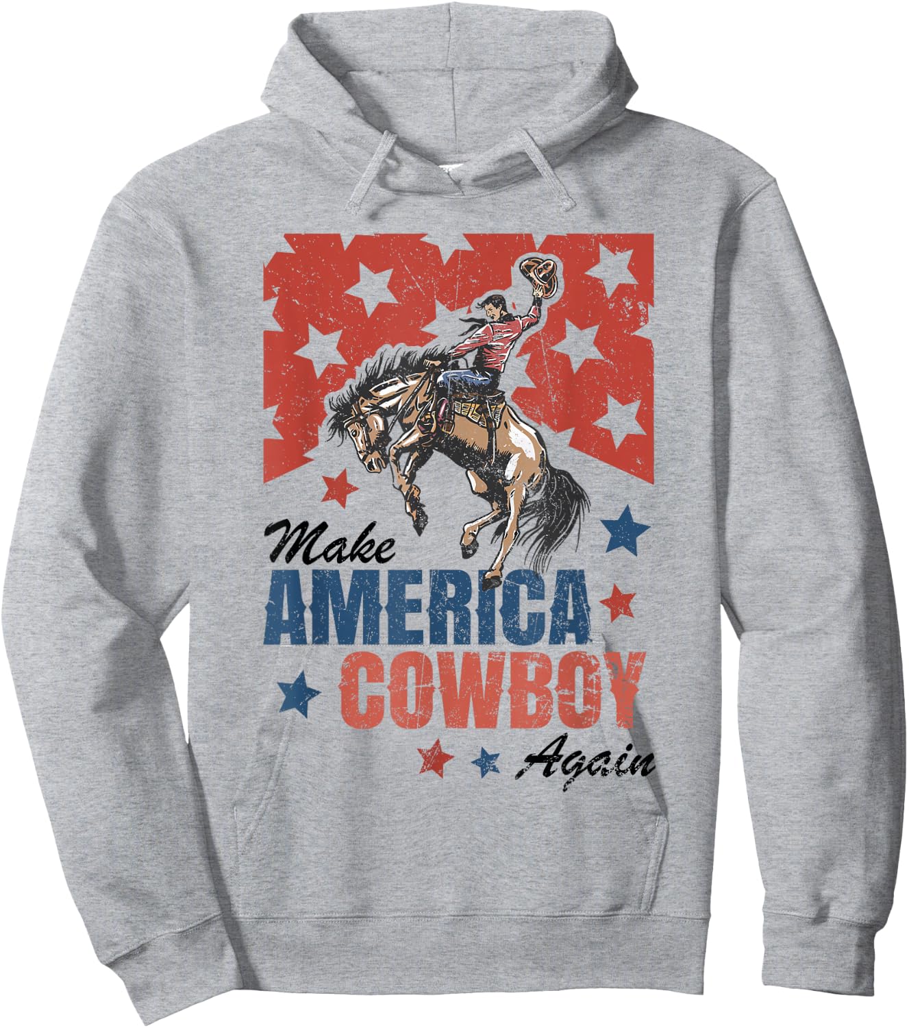 Make America Cowgirl Cowboy Again Western 4th Of July Hoodie - Hoodie | Ash