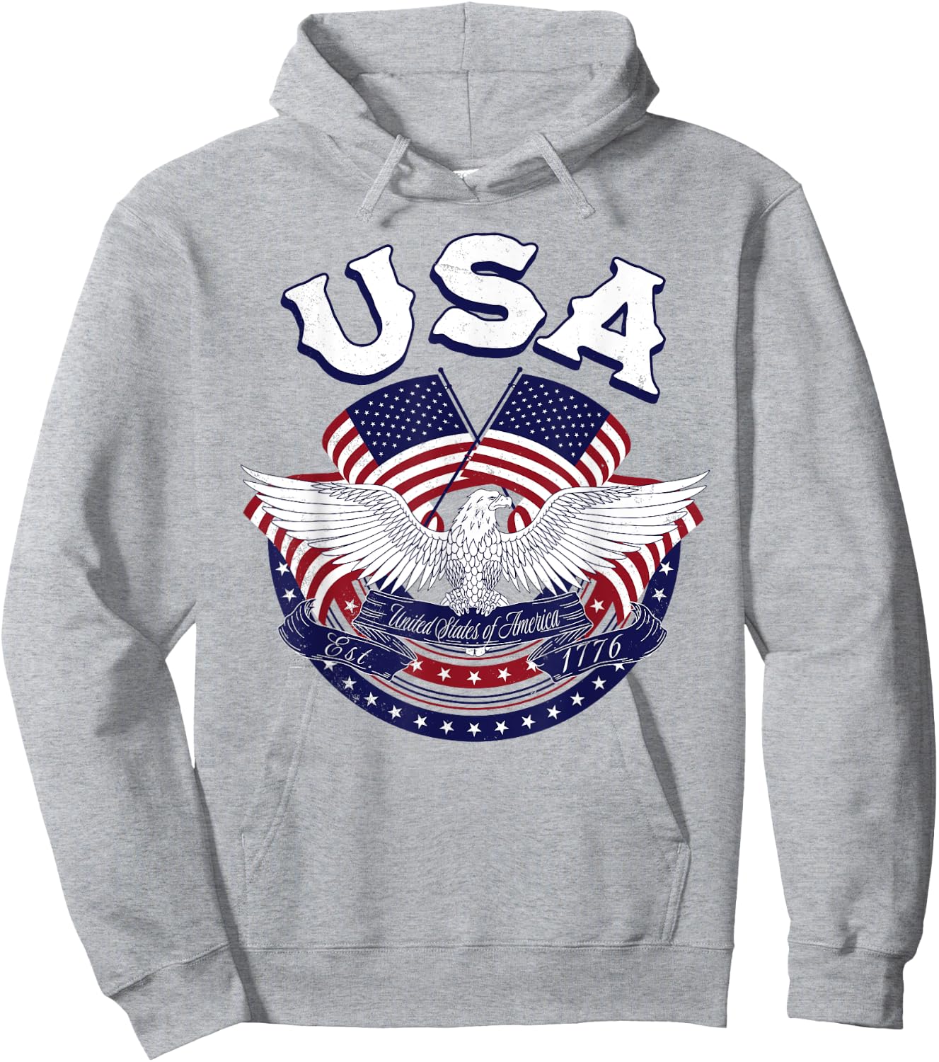 USA American Bald Eagle USA Flag July 4th red white and blue Kids Men Hoodie - Hoodie | Ash