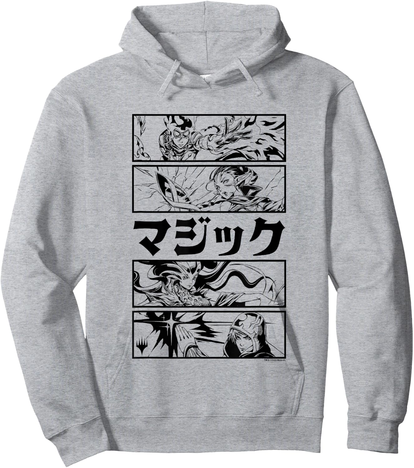 Magic: The Gathering Planeswalker Black & White Kanji Panels Hoodie - Hoodie | Ash