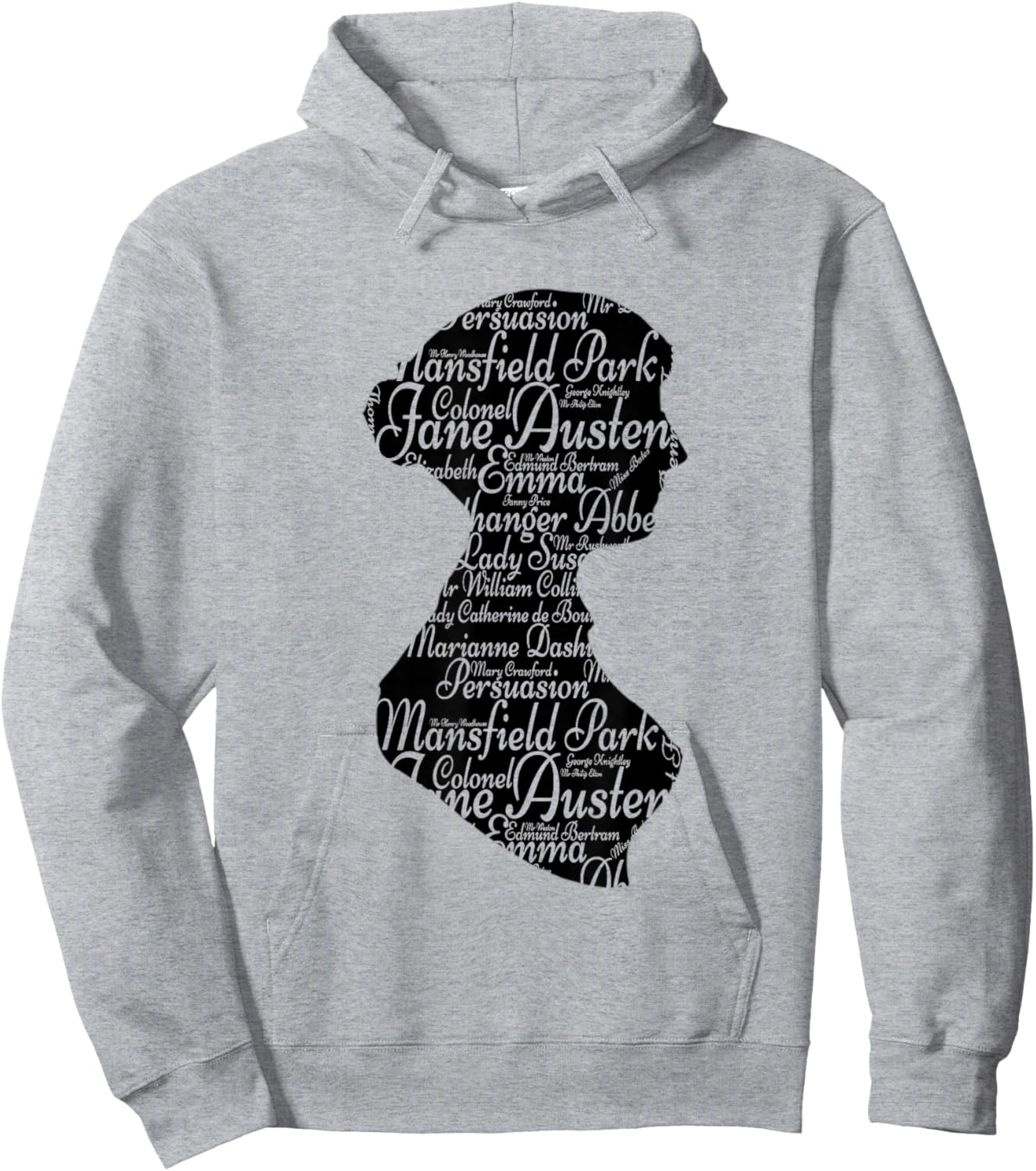Jane Austen t shirt Mr Darcy t shirt silhouette portrait Hoodie - Hoodie | Ash