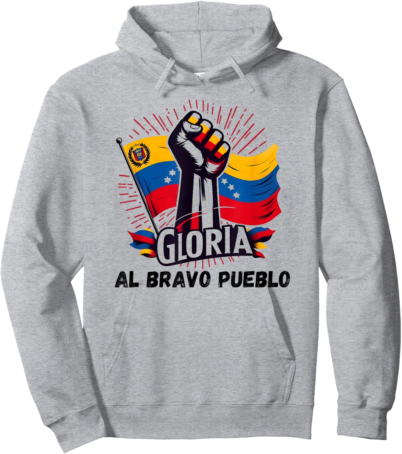 2025 Venezuela Gloria Al Bravo Venezuelan People Hoodie - Hoodie | Ash
