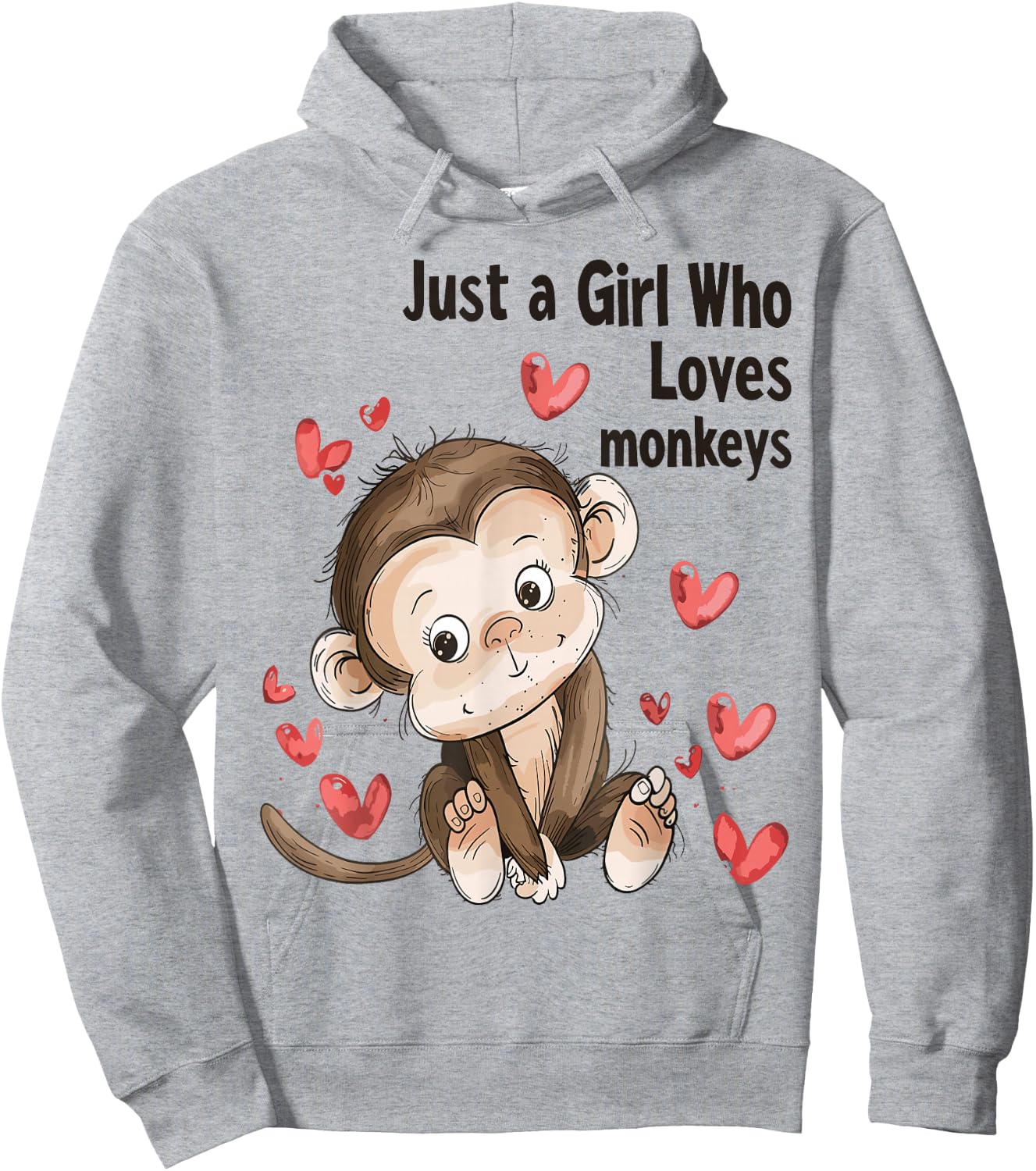 Cute Monkey Lovers Gift Just A Girl Who Loves Monkeys Hoodie - Hoodie | Ash