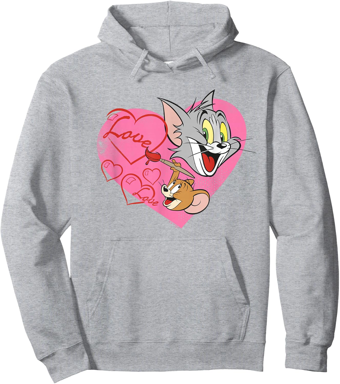 Tom and Jerry Valentine's Day Love Hearts Hoodie - Hoodie | Ash