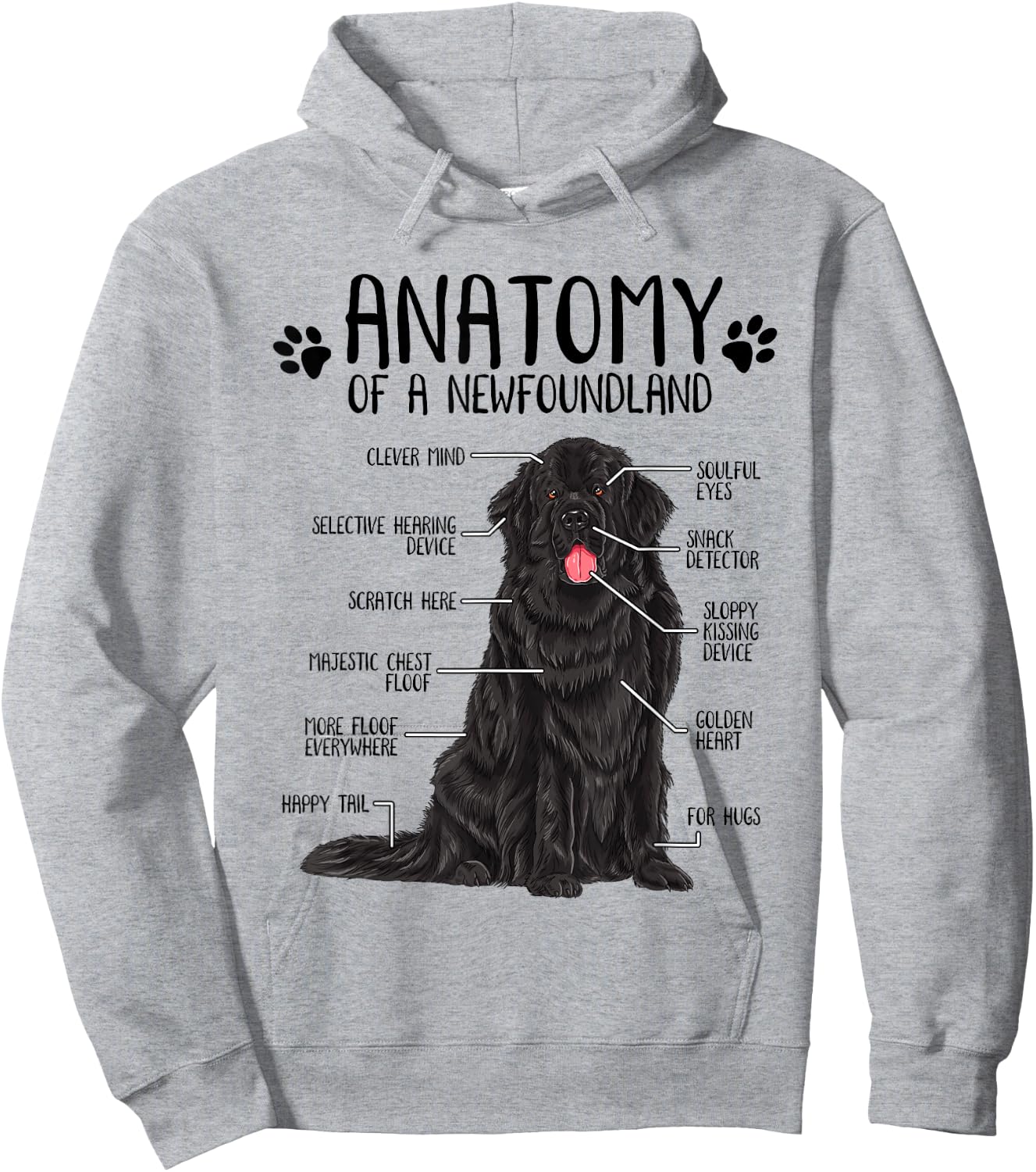 Funny Anatomy Newfoundland Dog Cute Newfie Lover Hoodie - Hoodie | Ash