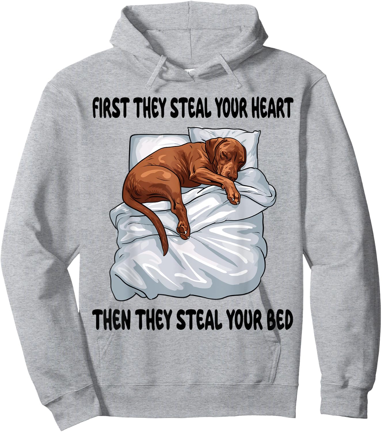 Vizsla Sleeping Pajamas Nightgown Hoodie - Hoodie | Ash