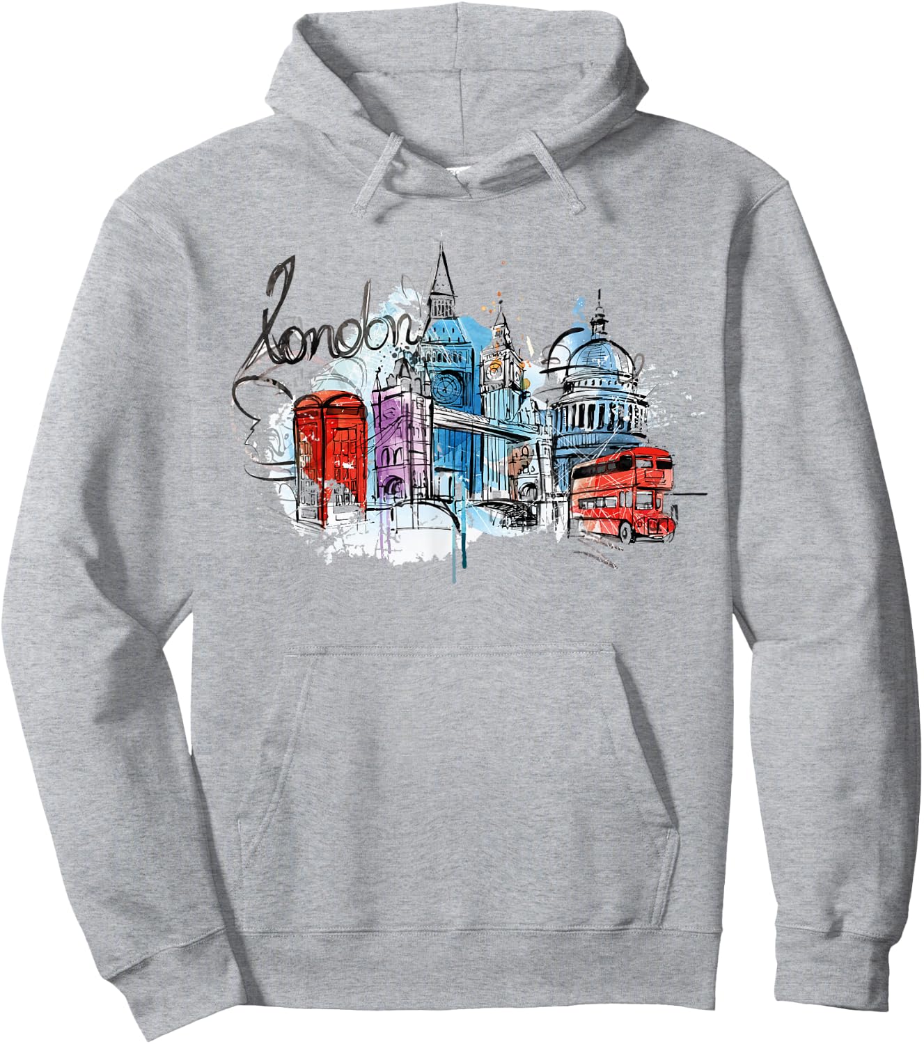 Cool Abstract London Splash Colors, London Graphic Design Hoodie - Hoodie | Ash