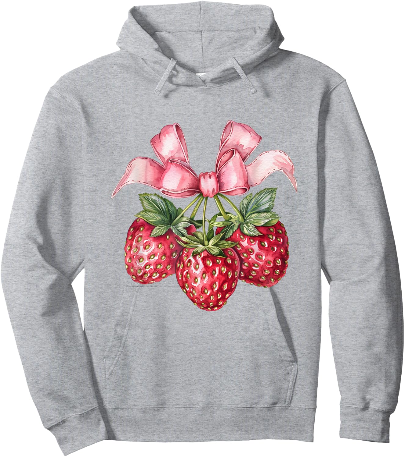 Coquette Bow with Strawberries Kawaii Sweetness Hoodie - Hoodie | Ash