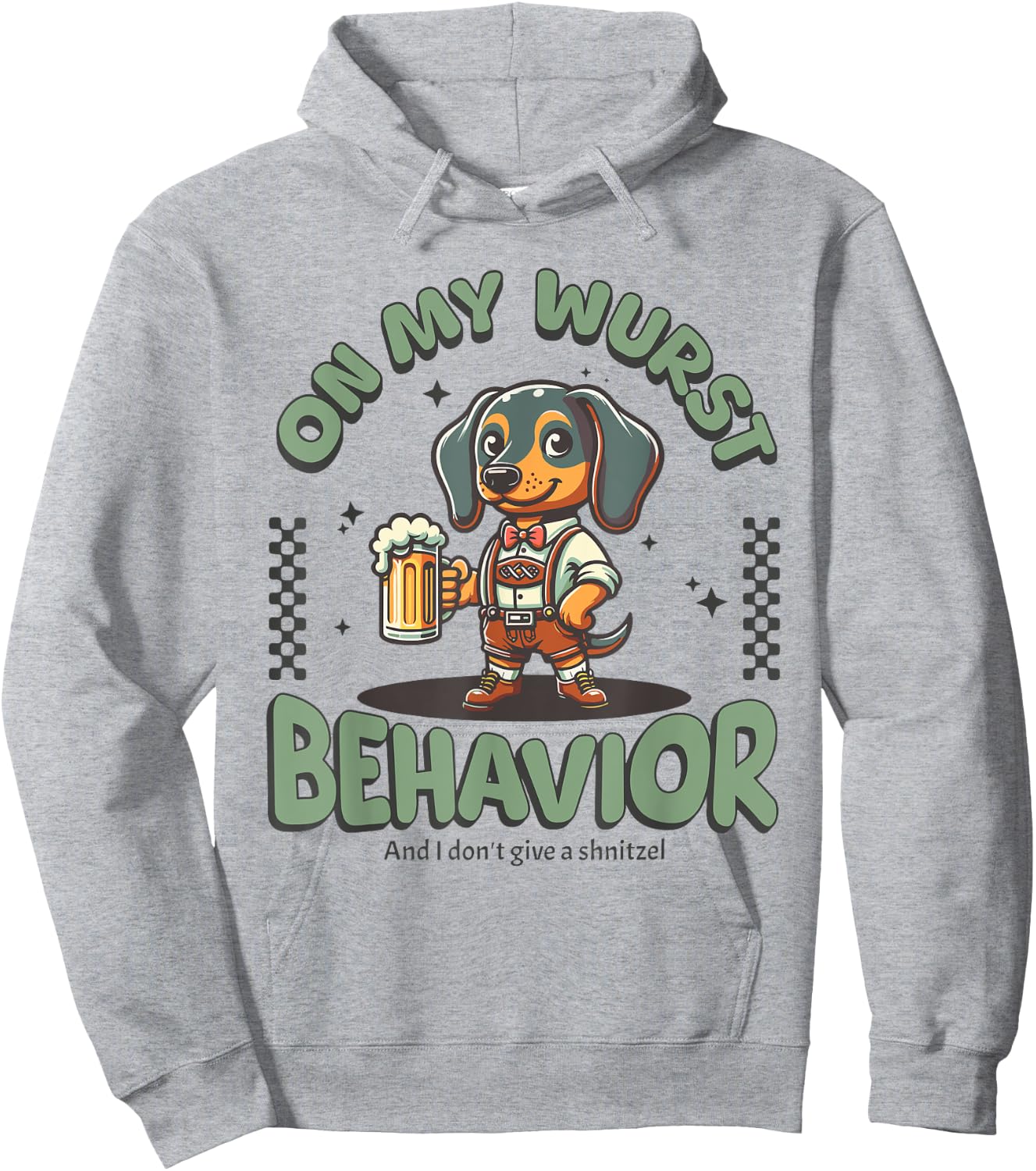 On My Wurst Behavior Dachshund Oktoberfest Beer Weiner Dog Hoodie - Hoodie | Ash