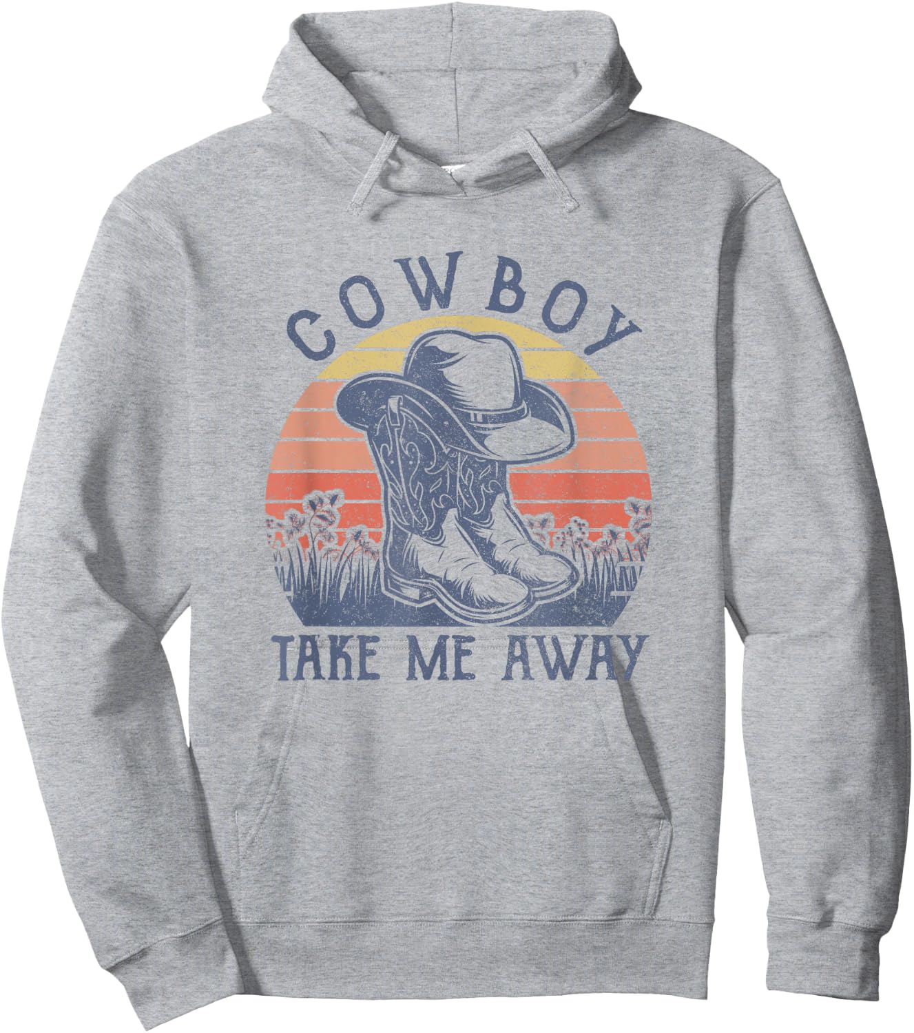 Cowboy Hat Take Me Away Vintage Western Life Country Music Hoodie - Hoodie | Ash