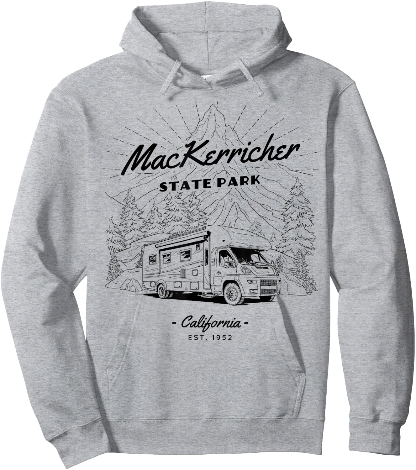 MacKerricher State Park Retro Vintage RV Motorhome Hoodie - Hoodie | Ash