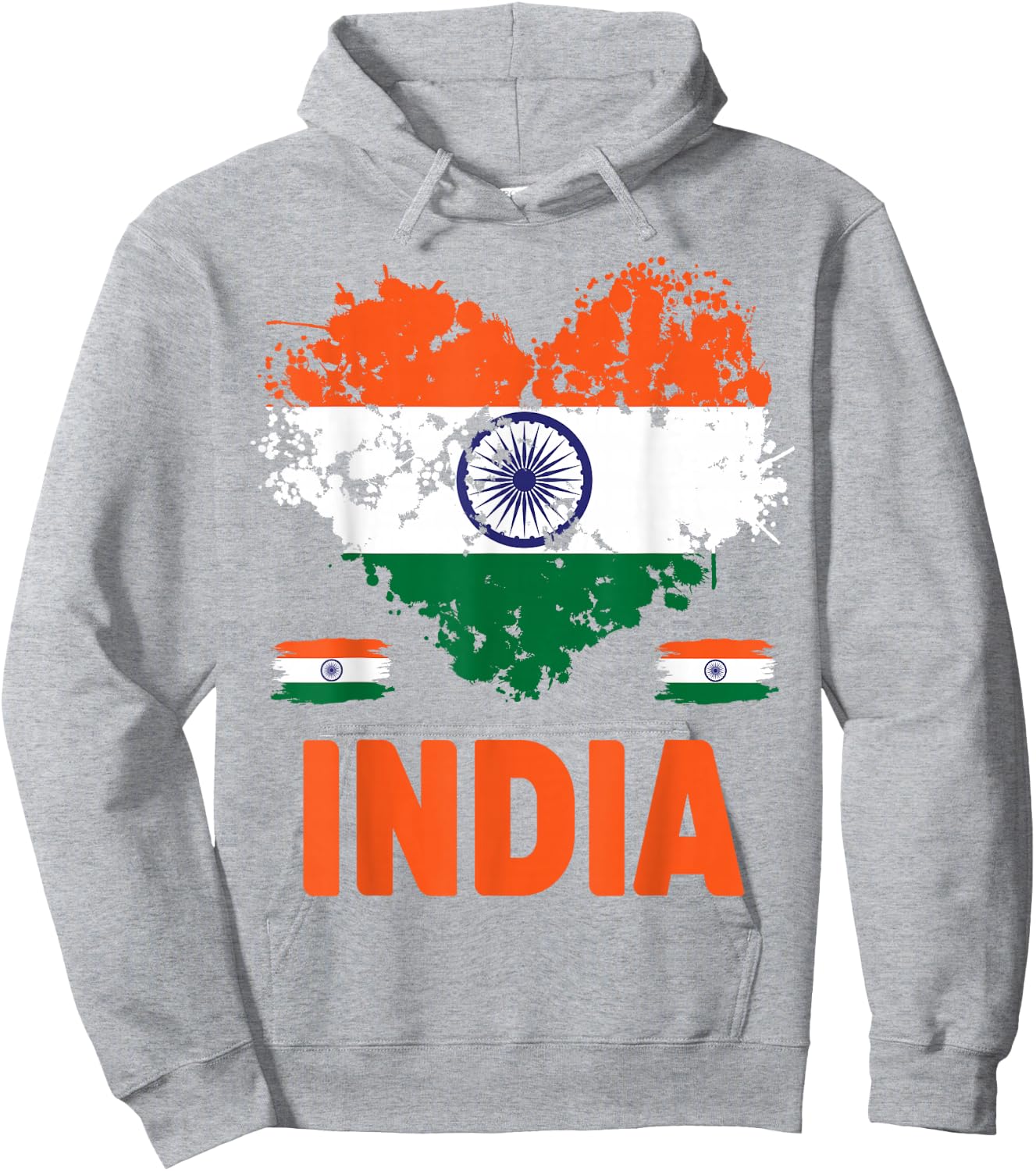 India Flag Outfit Idea For Kids & Novelty Indian Flag Heart Hoodie - Hoodie | Ash