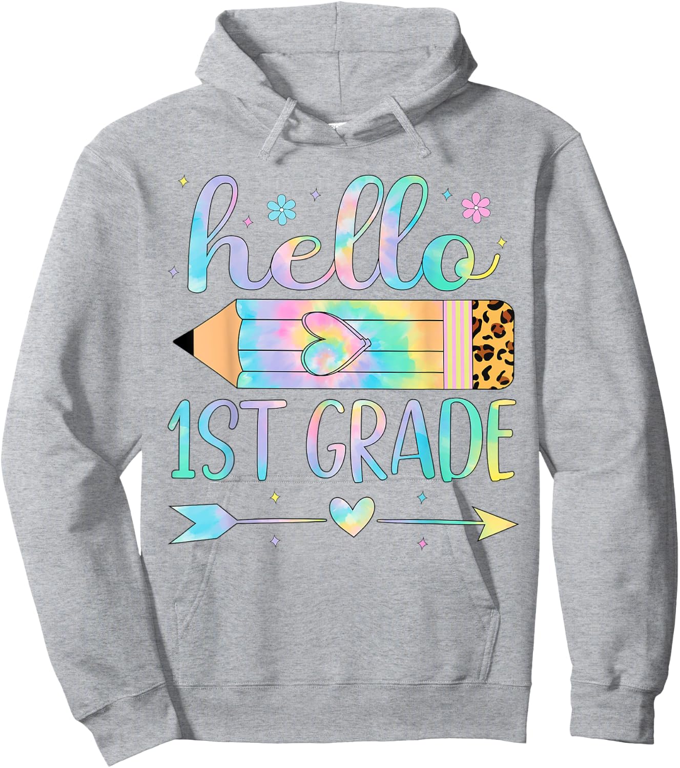 Tie Dye 1st Grade Back To School Hello First Grade Teacher Women Kids Hoodie - Hoodie | Ash