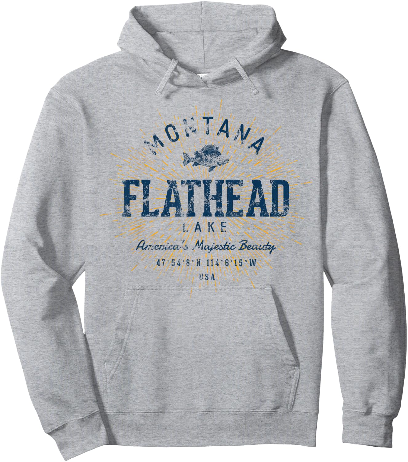Vintage Flathead Lake Retro Hoodie - Hoodie | Ash