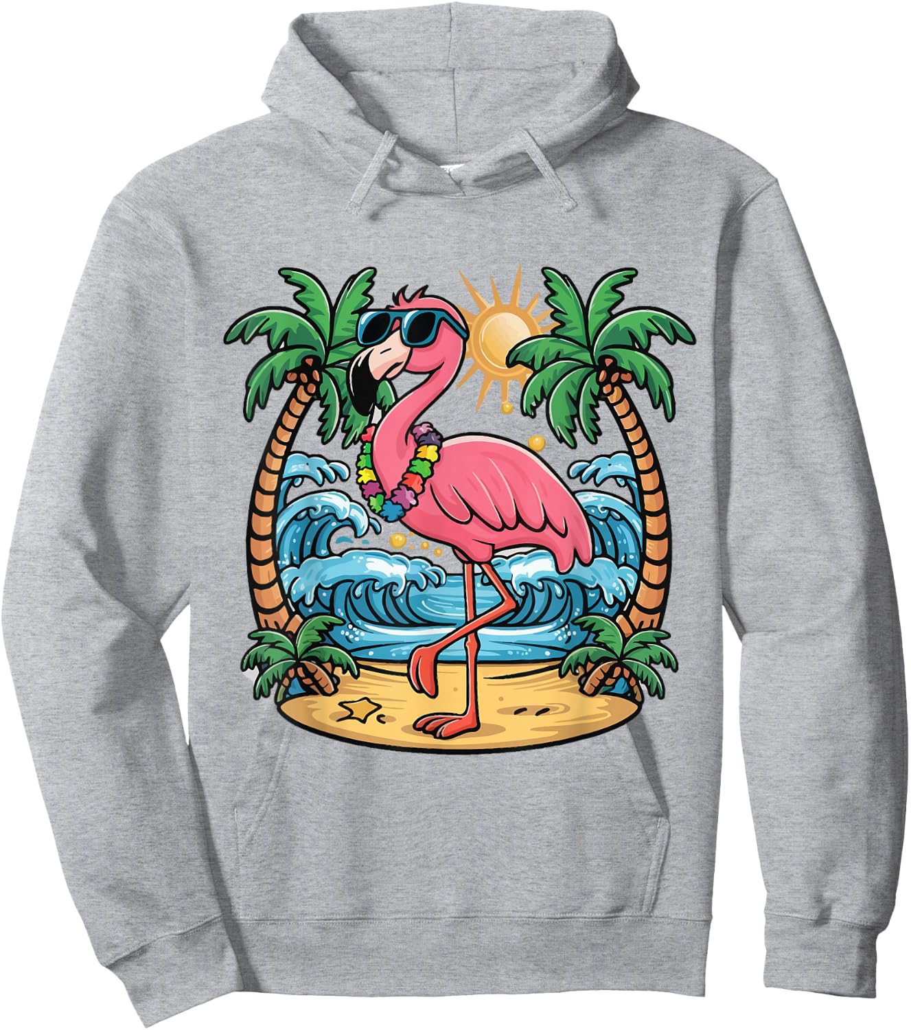Flamingo Beach Summer Vibes Palm Trees Tropical Summer Hoodie - Hoodie | Ash