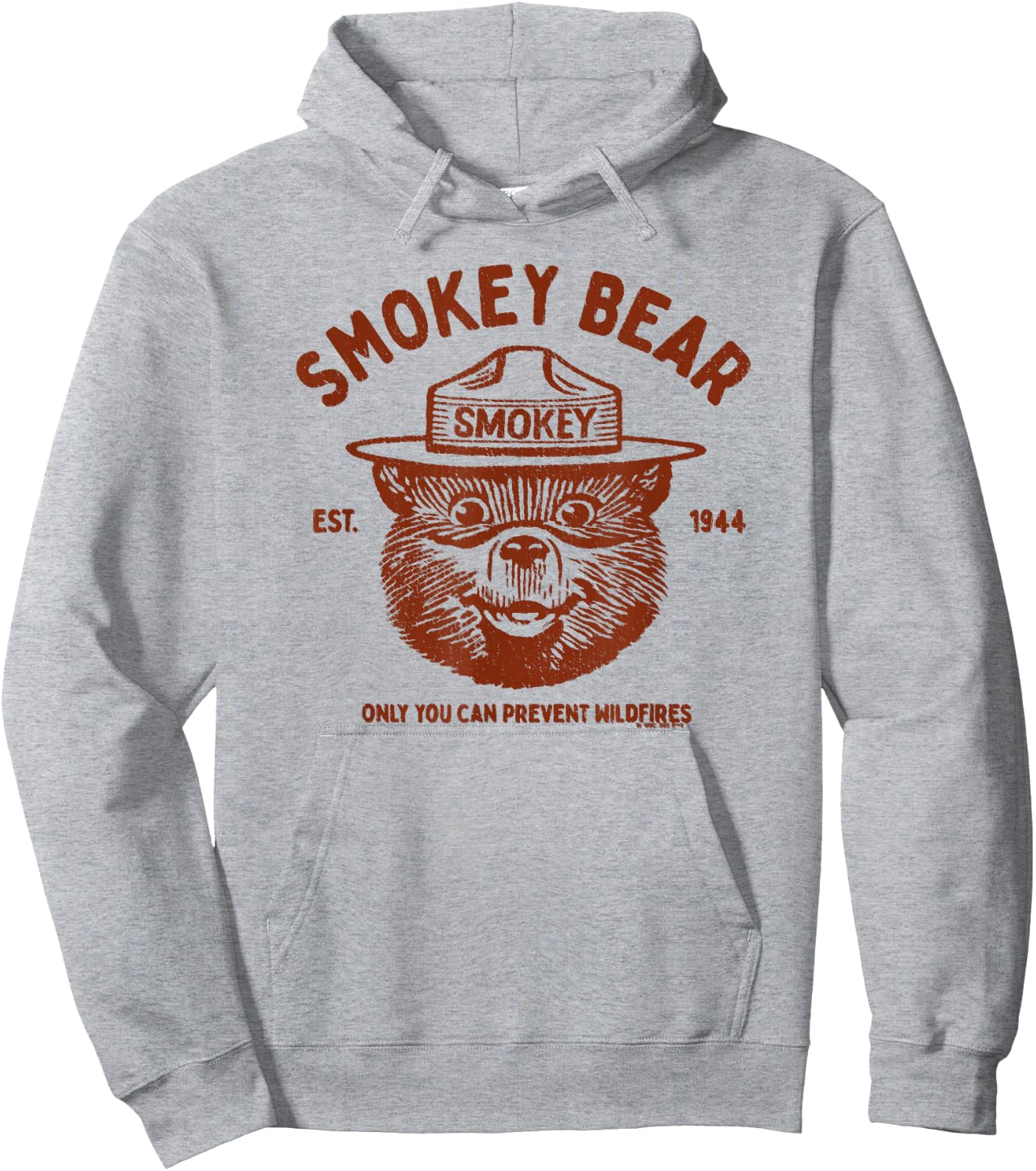 Vintage Smokey Bear Logo Only You Can Prevent Wildfires Hoodie - Hoodie | Ash