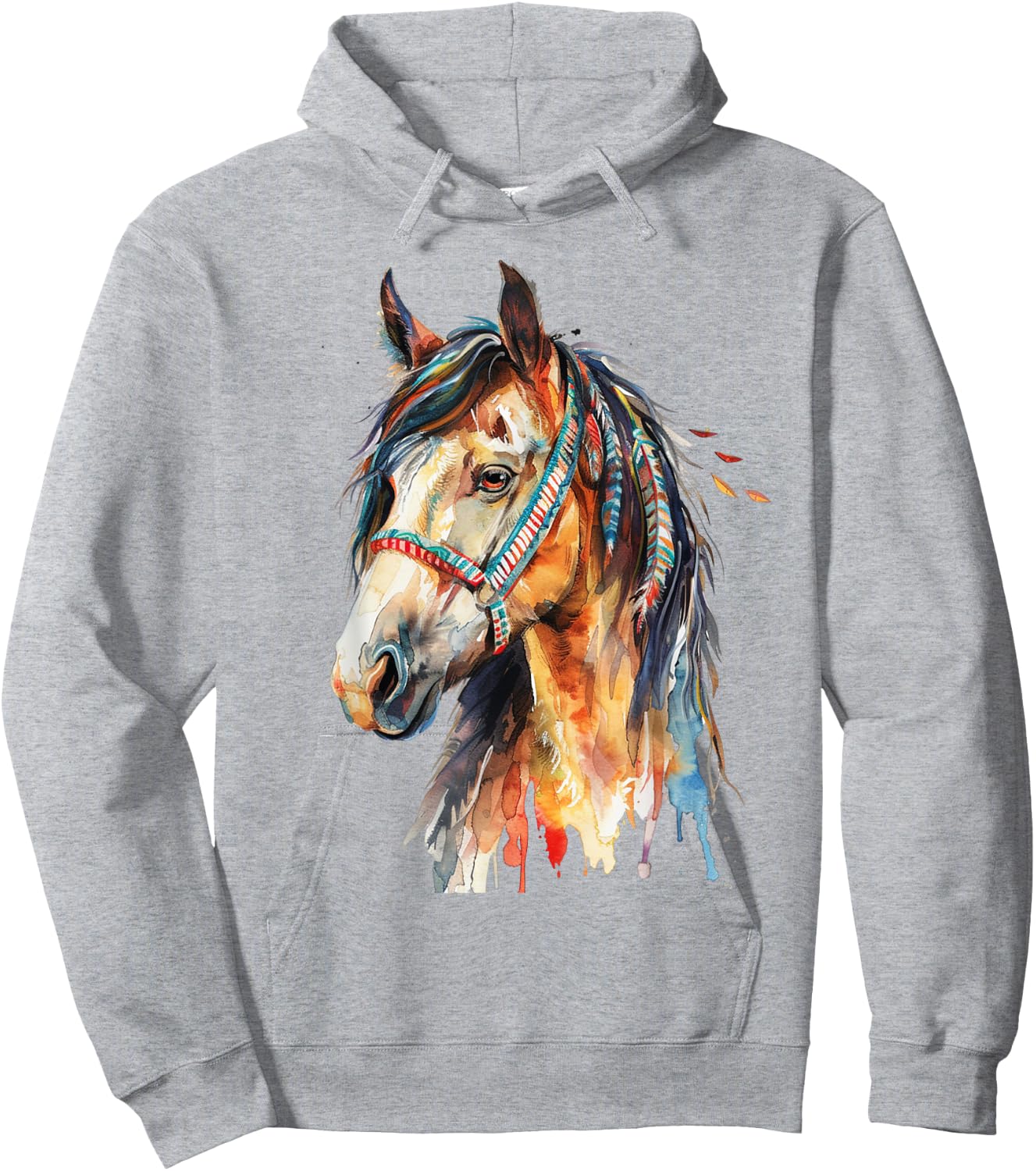 Native American Wild Horse Hoodie - Hoodie | Ash